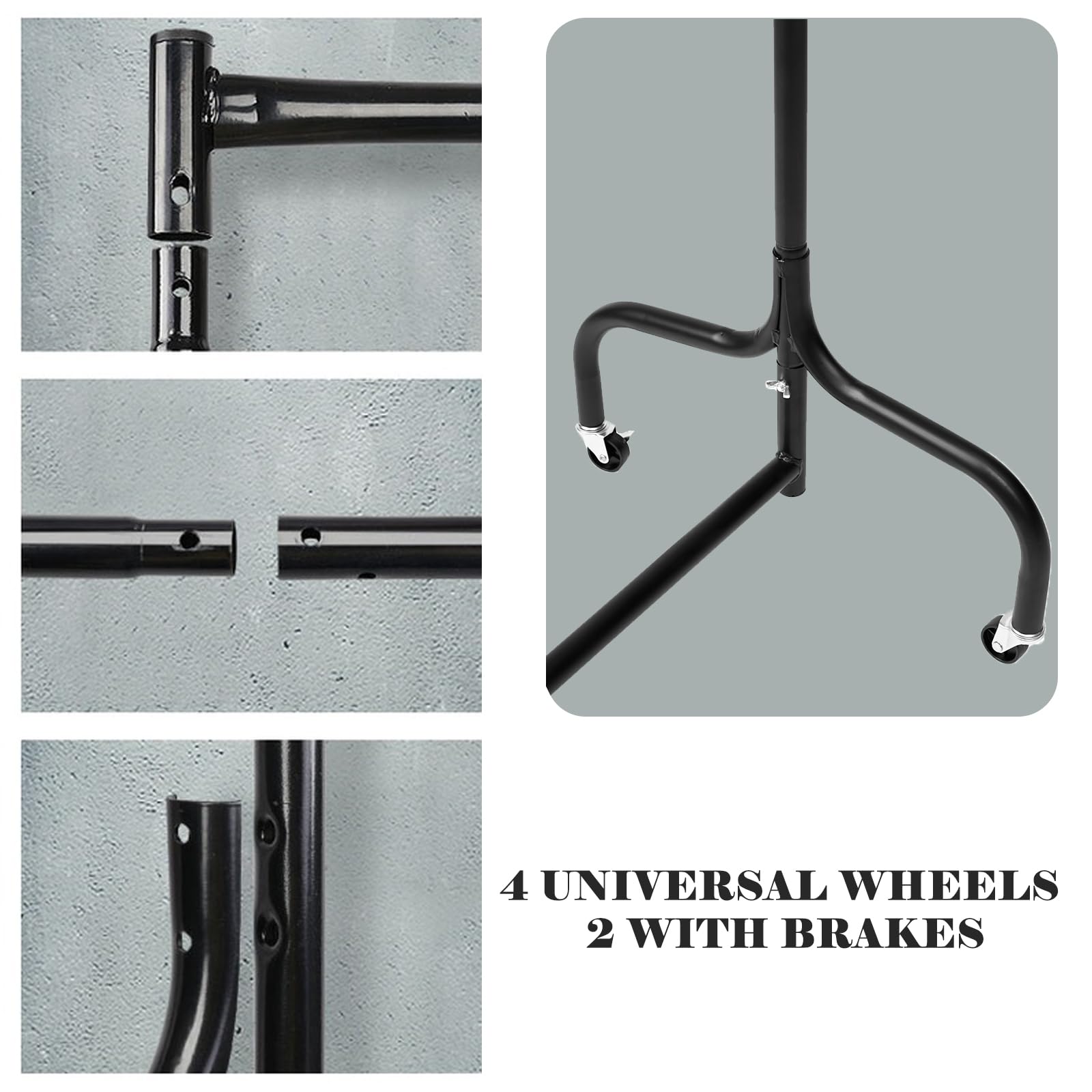 Vivo Technologies 5ft Heavy Duty Metal Clothes Rail | Portable & Collapsible | Black 6