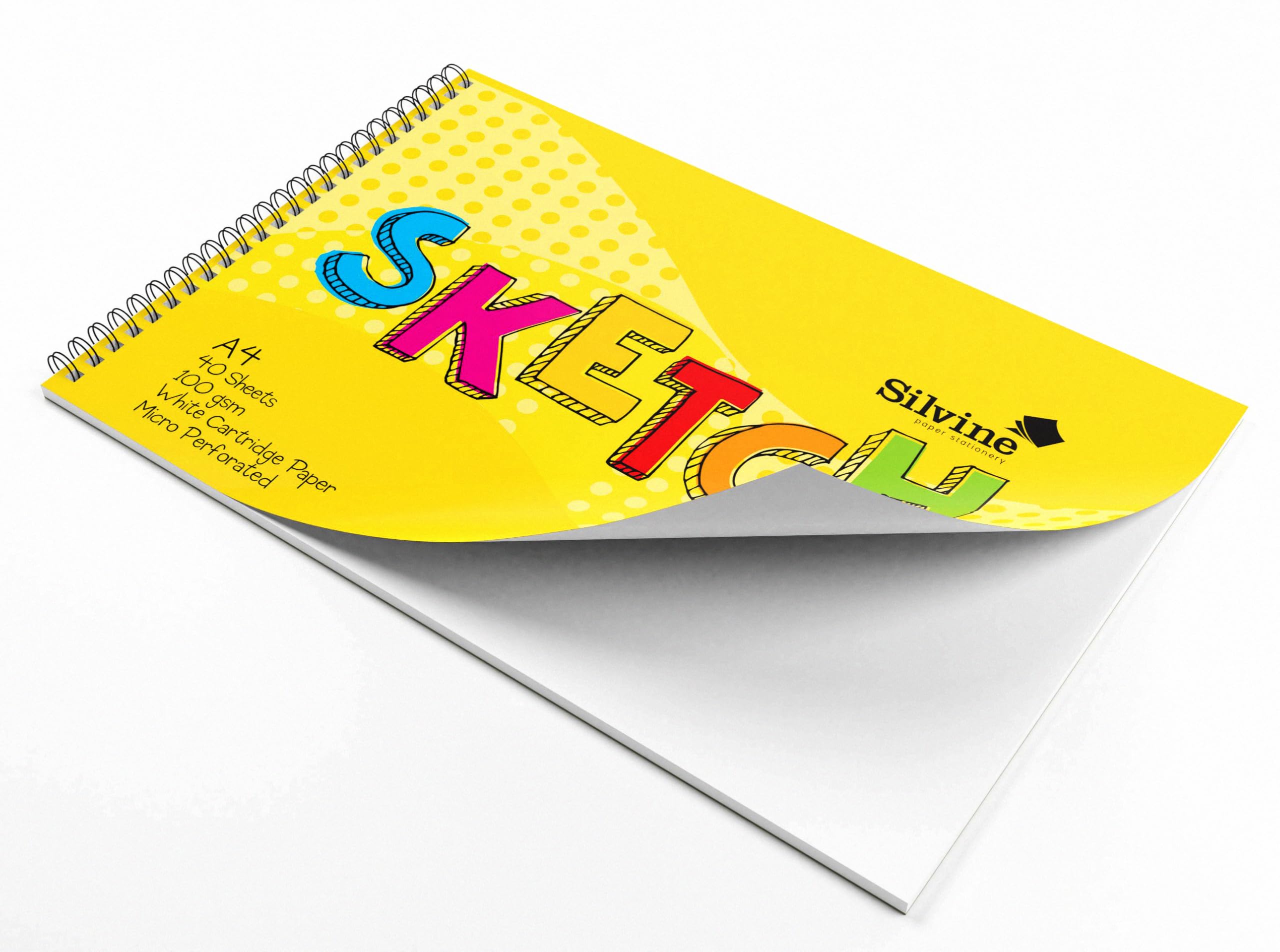 Silvine A4 Wirebound Sketch Pad - 40 Sheets 100gsm Smooth White Cartridge Paper | Landscape 5