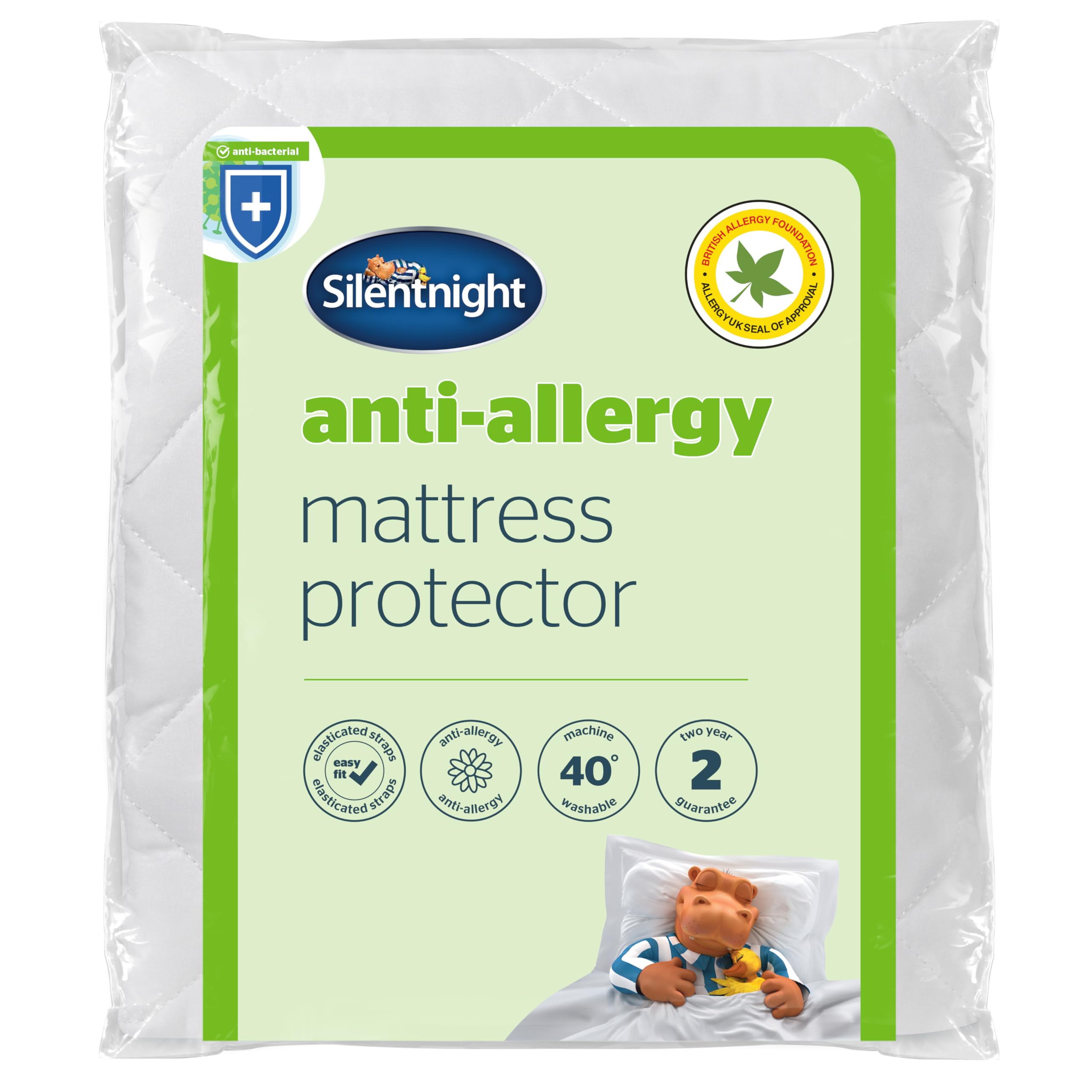 Silentnight Anti Allergy Mattress Protector - Double Size (135 x 190 cm) | Bacteria & Dust Mite Protection 1