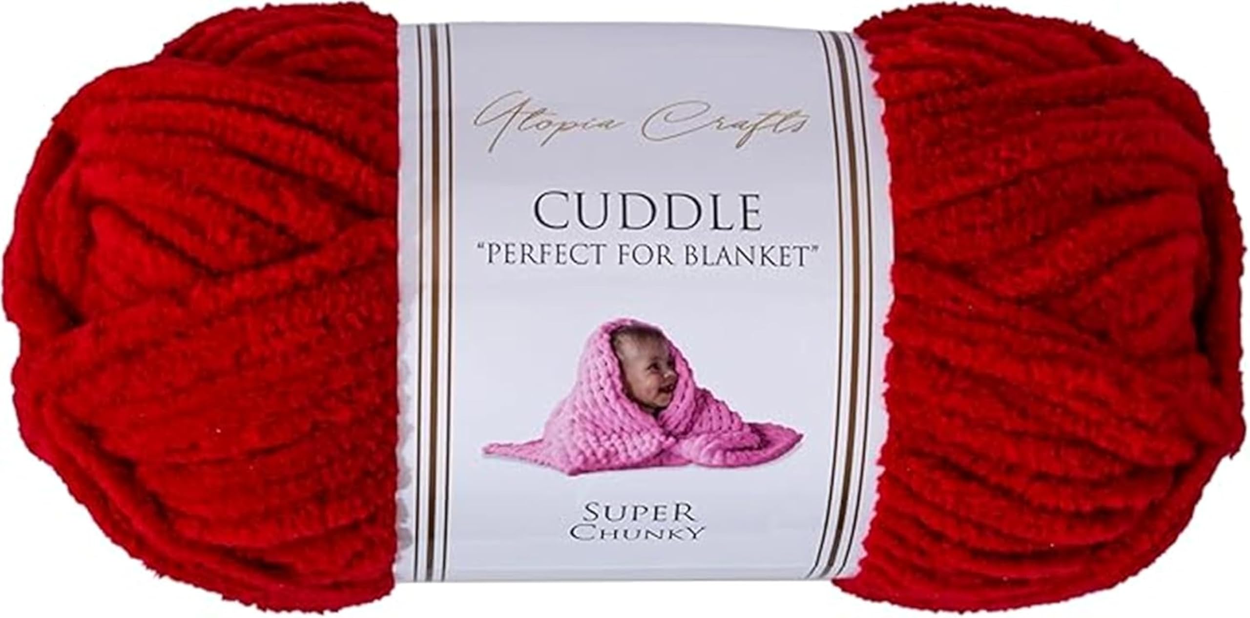 Utopia Crafts Cuddle Super Chunky Chenille Yarn - Cherry Color | 100g, 60m | Oeko-Tex Certified 1