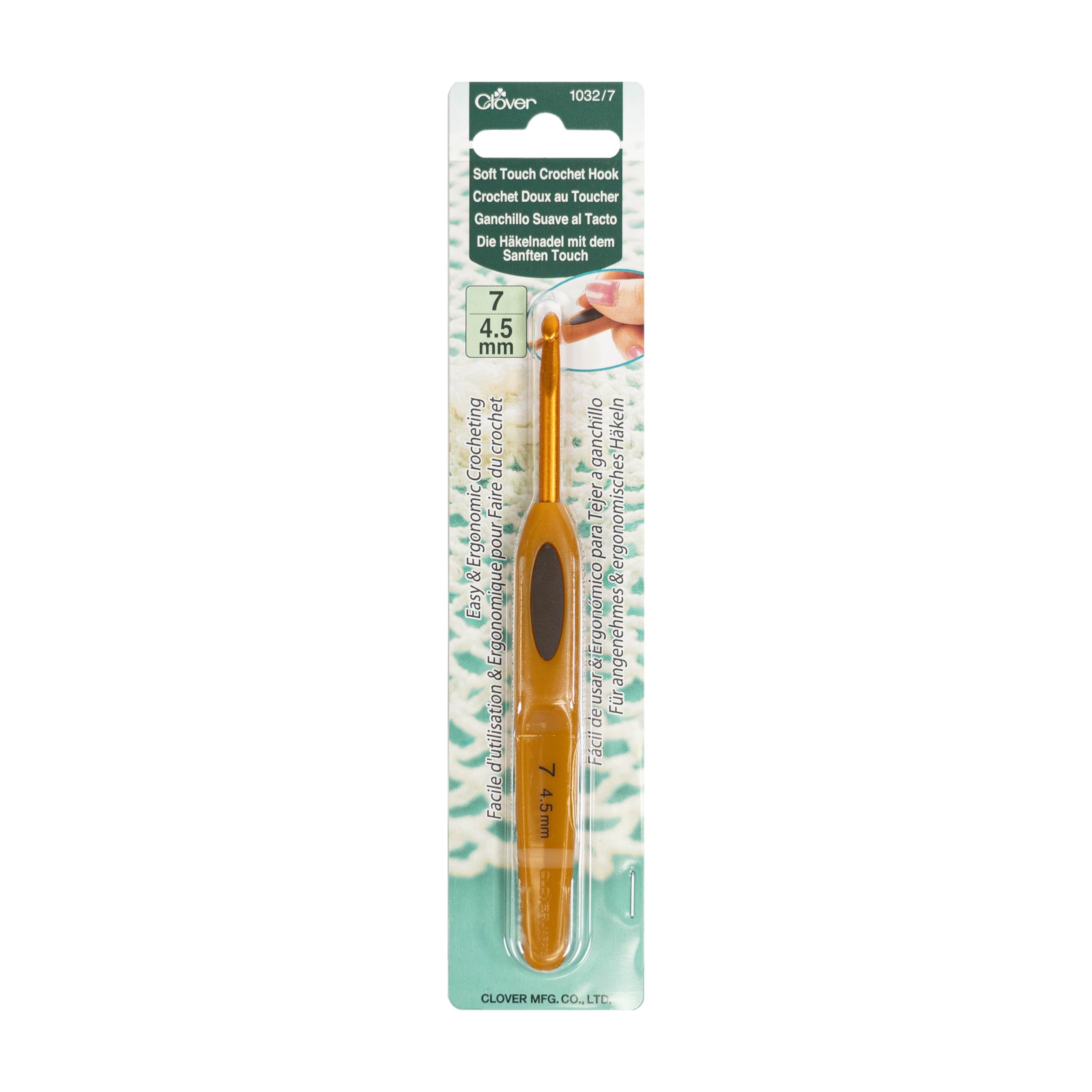 Clover Soft Touch Crochet Hook - 4.50mm Size | Alloy Steel | Multicoloured 1