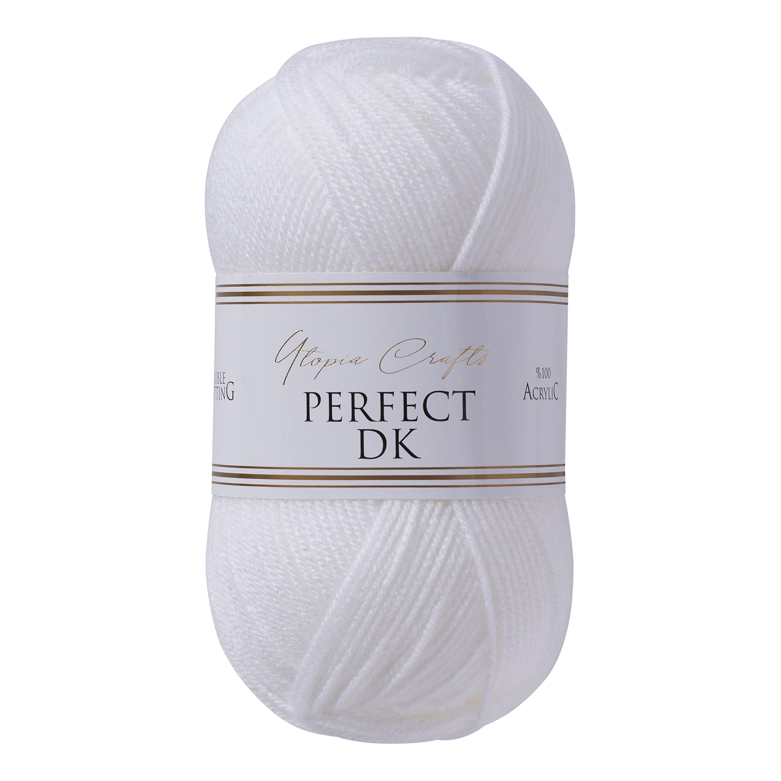Utopia Crafts DK Double Knitting Yarn - 3 x 100g Balls, 100% Acrylic, White | Oeko-Tex Certified 2