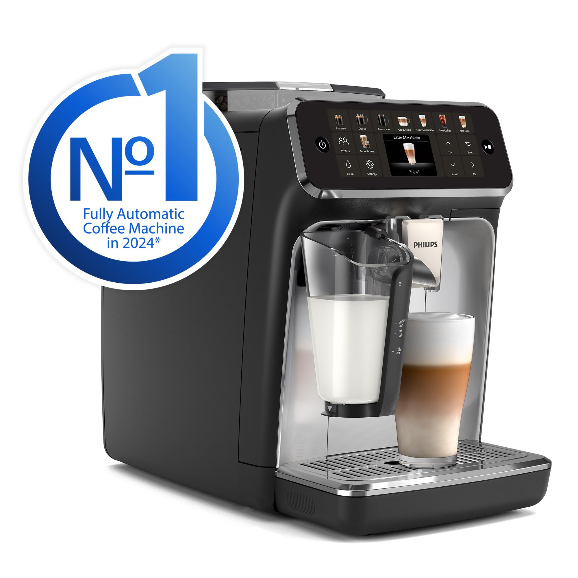 Philips 5500 Series Bean-to-Cup Coffee Machine - 20 Hot & Iced Drinks, LatteGo Frother, SilentBrew