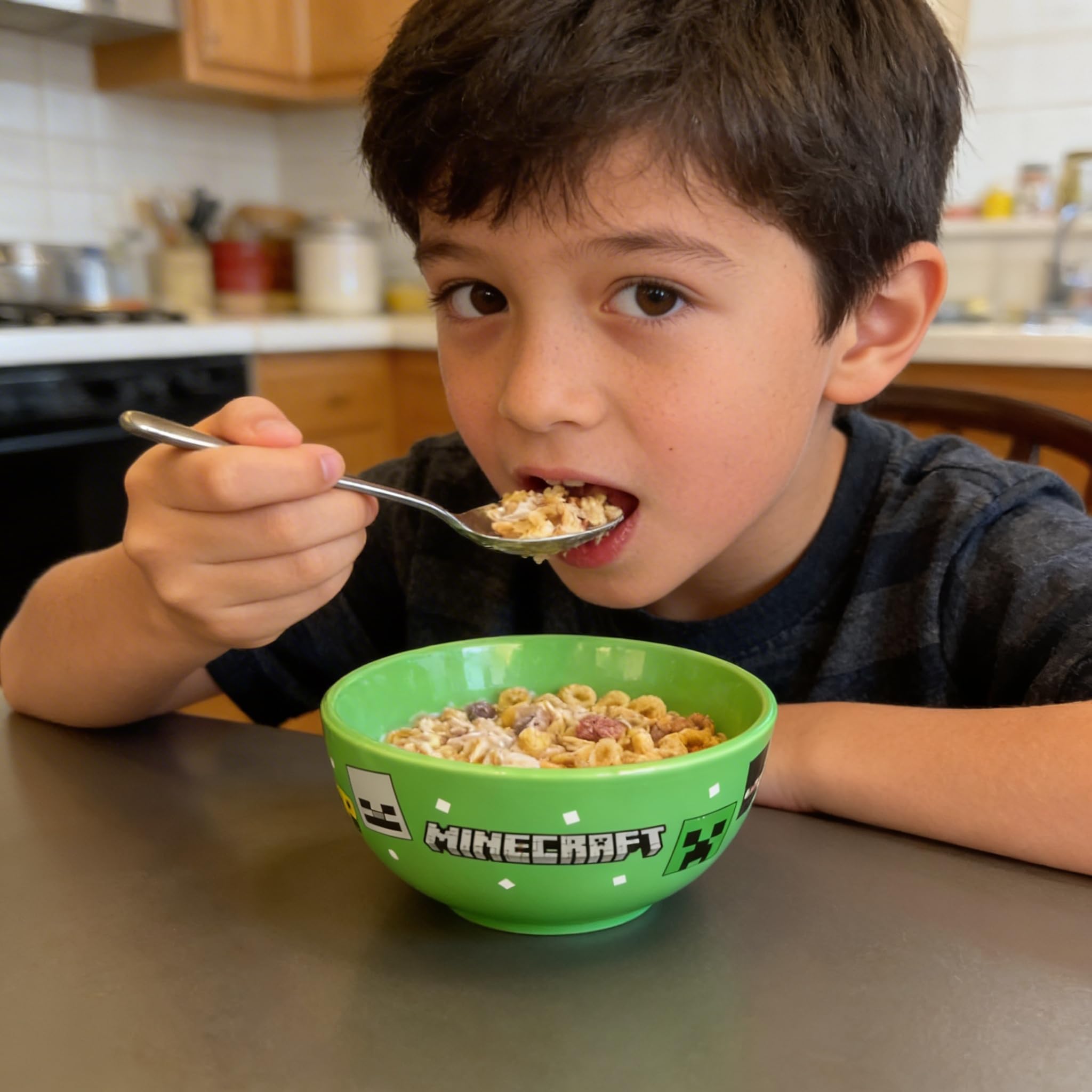 HOX Minecraft Ceramic Soup-Cereal Bowl - Officially Licensed Green Design | 14cm x 7cm 6