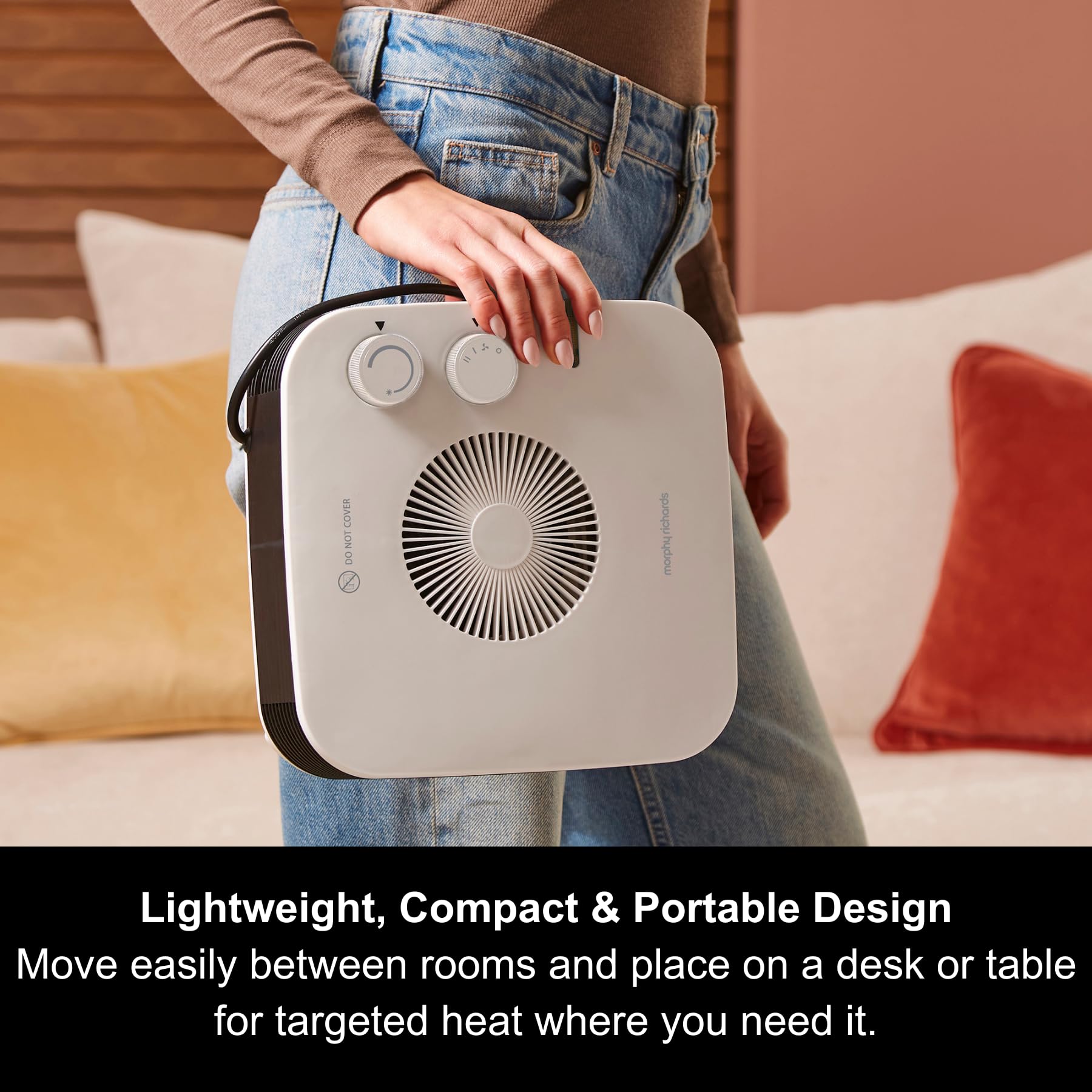 Morphy Richards HeatFlux 2000W Flat Fan Heater | Adjustable Thermostat | Portable | White 4
