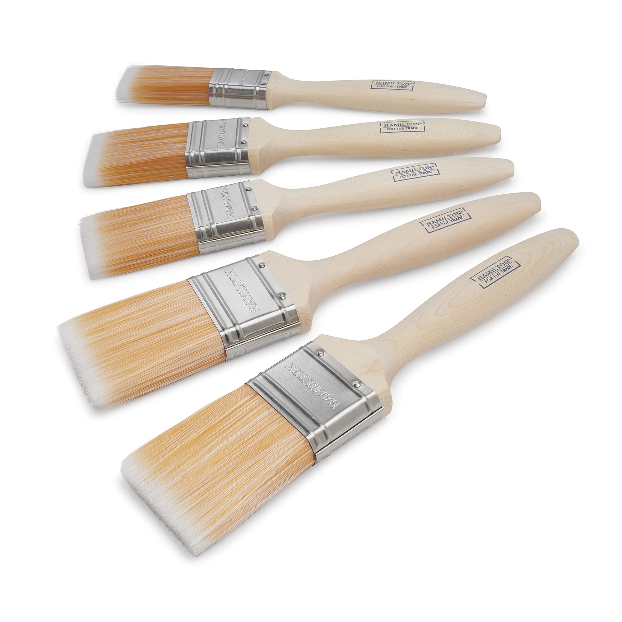 HAMILTON For The Trade Fine Tip Paint Brushes - Pack of 5 | Wood Handle | Controlled Finish