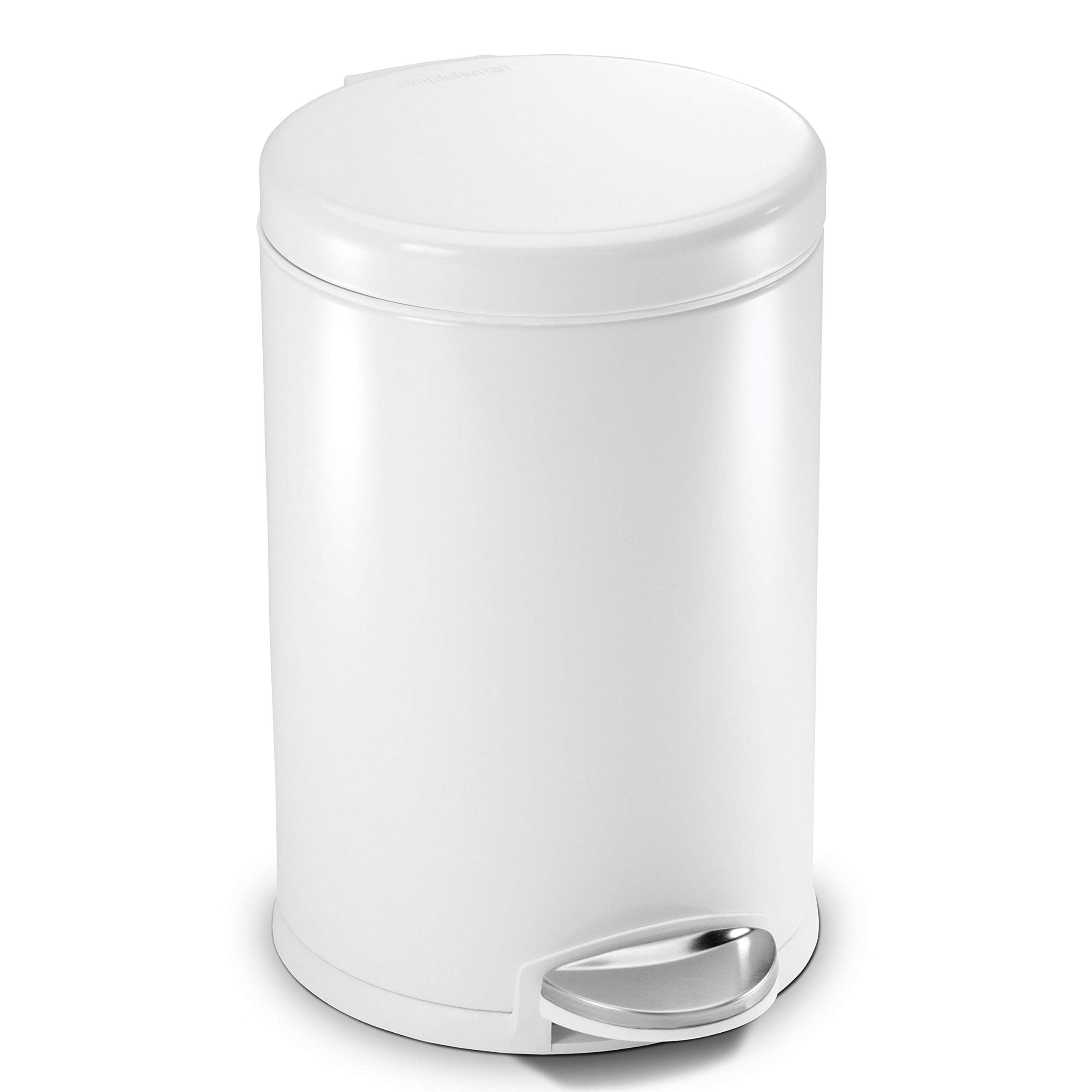 simplehuman CW1853CB 4.5L Round Pedal Bin - Silent Close Lid | Strong Steel Pedal | White Steel 1