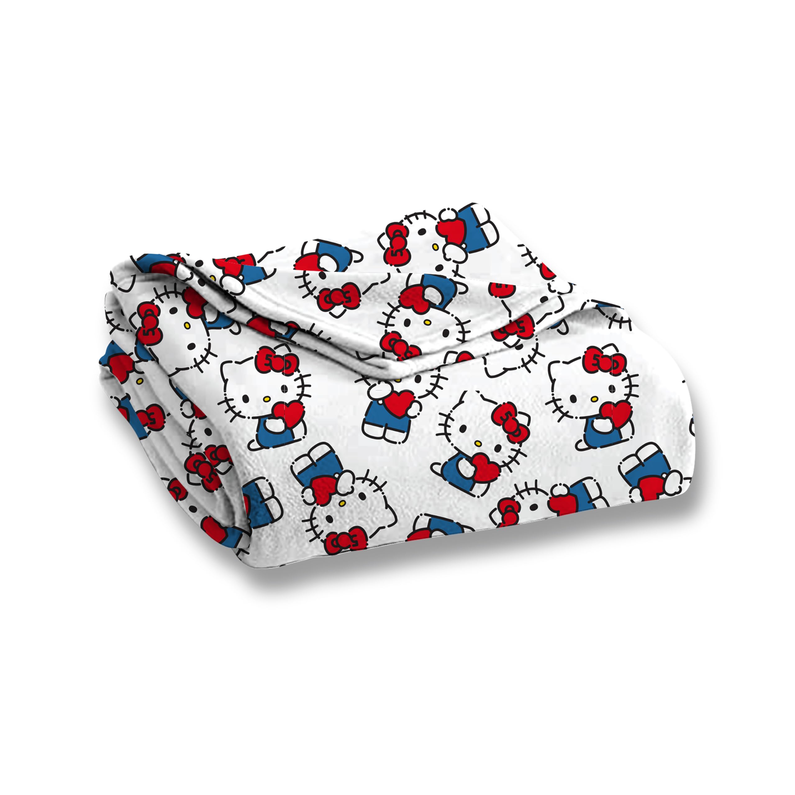Character World Hello Kitty Fleece Blanket - Heart Pattern | 100 x 150cm | Super Soft & Warm 6
