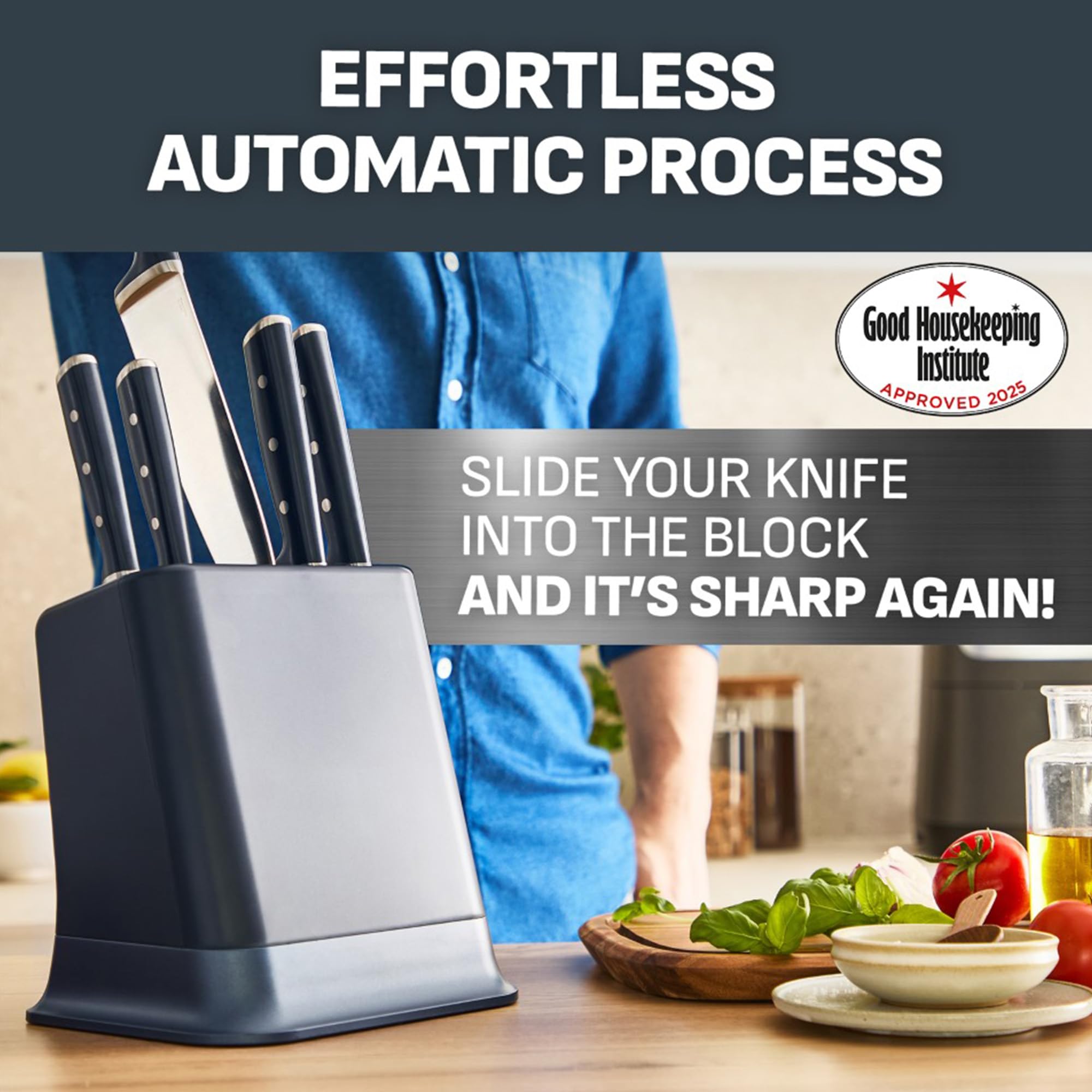 Tefal EverSharp Pro 6-Pc Knife Set with Automatic Sharpener | German Stainless Steel | K297S744 4