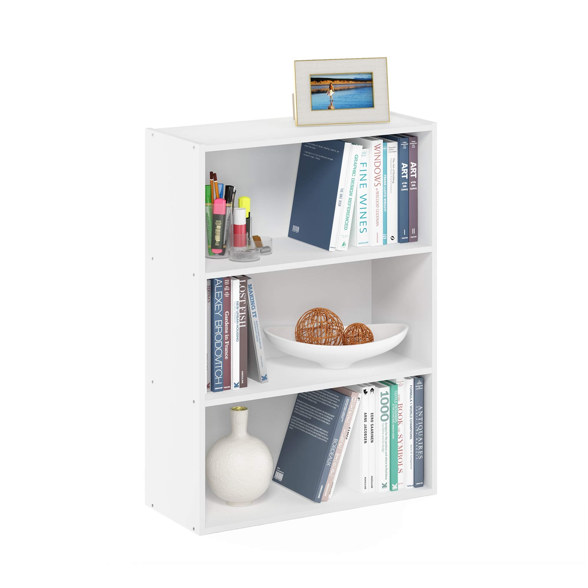Furinno PASIR Book Shelf - 3-Tier Storage Bookcase | Plain White | 60.2cm Wide 1