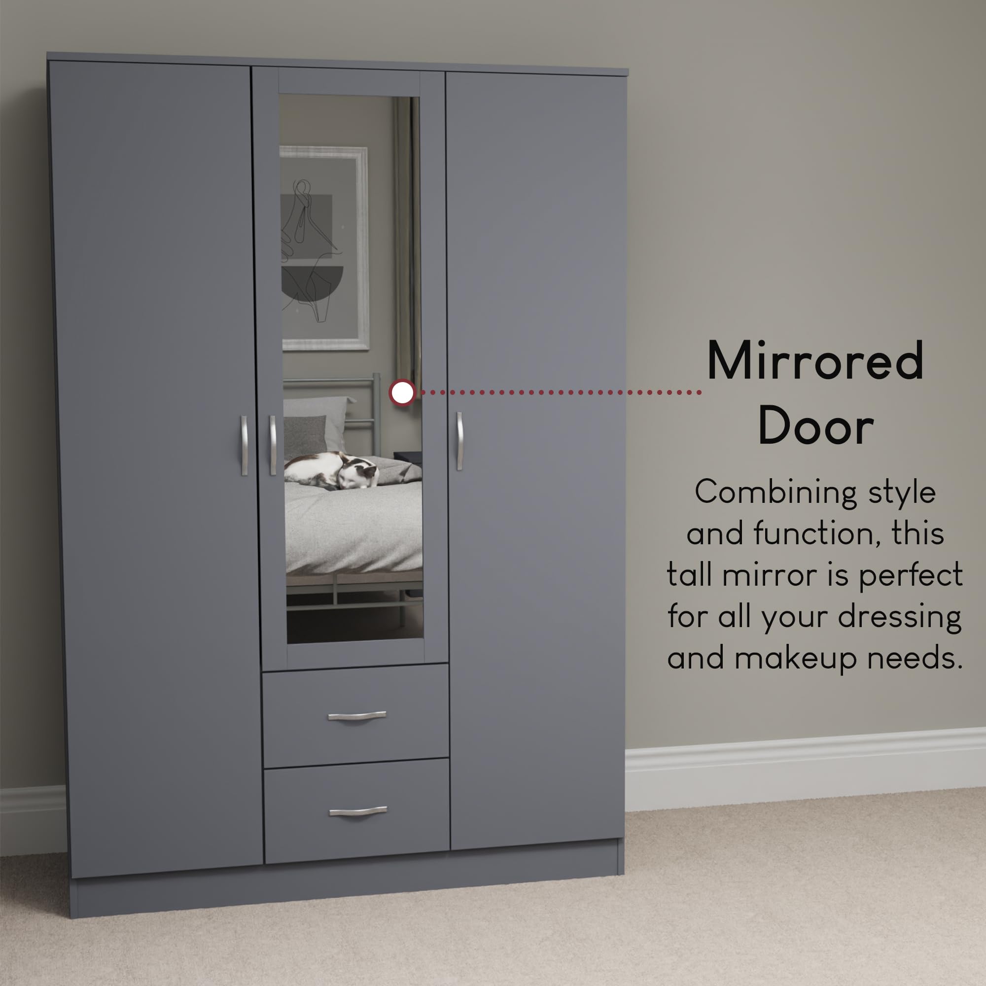 Vida Designs Riano Wardrobe - MDF/Chipboard Construction | Hanging Rail & Shelf | H170 x W115.4 cm 7