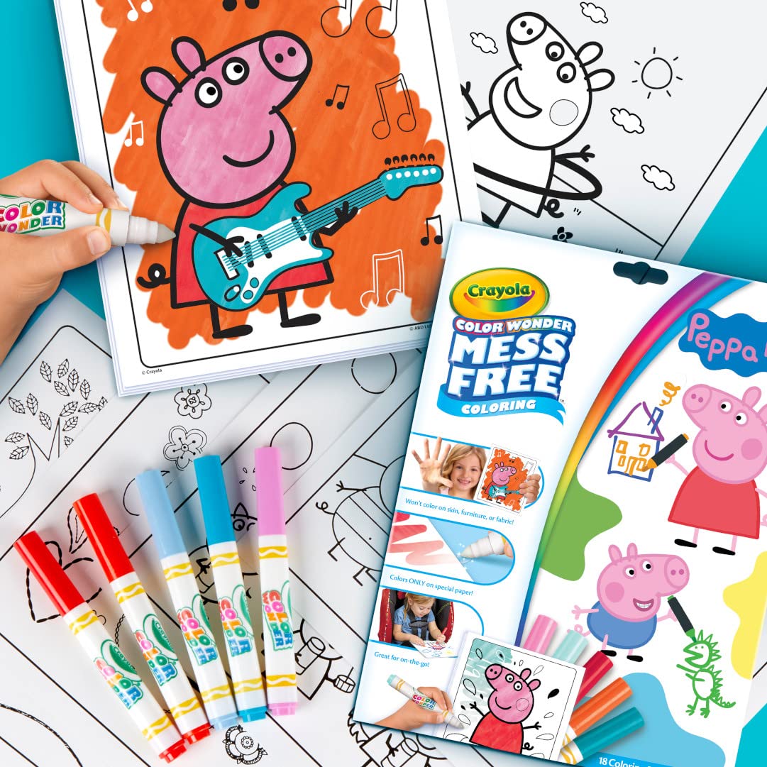CRAYOLA Peppa Pig Color Wonder Mess Book - 18 Pages & 5 Markers | Mess-Free Coloring | Ages 3+ 3