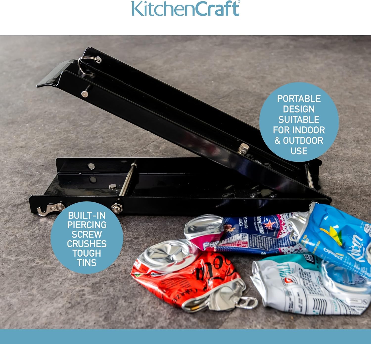KitchenCraft Foot Operated Can Crusher - Metal, Folding Design, Assorted Color | KCFLOORCRUSH 5