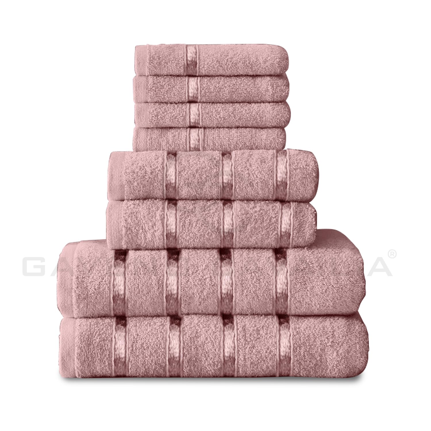 GC GAVENO CAVAILIA 8 Piece Towel Set - 450 GSM Cotton, Quick Dry, Blush Pink 7