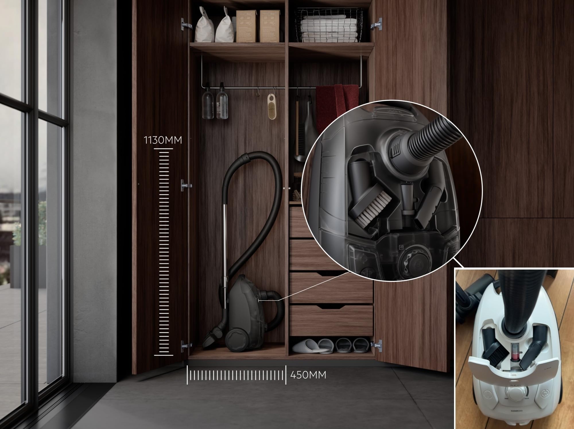 AEG 3000 Series CLEAN Bagged Cylinder Vacuum AB31C1GG | 750W | 7.5m Radius | Graphite Grey 9