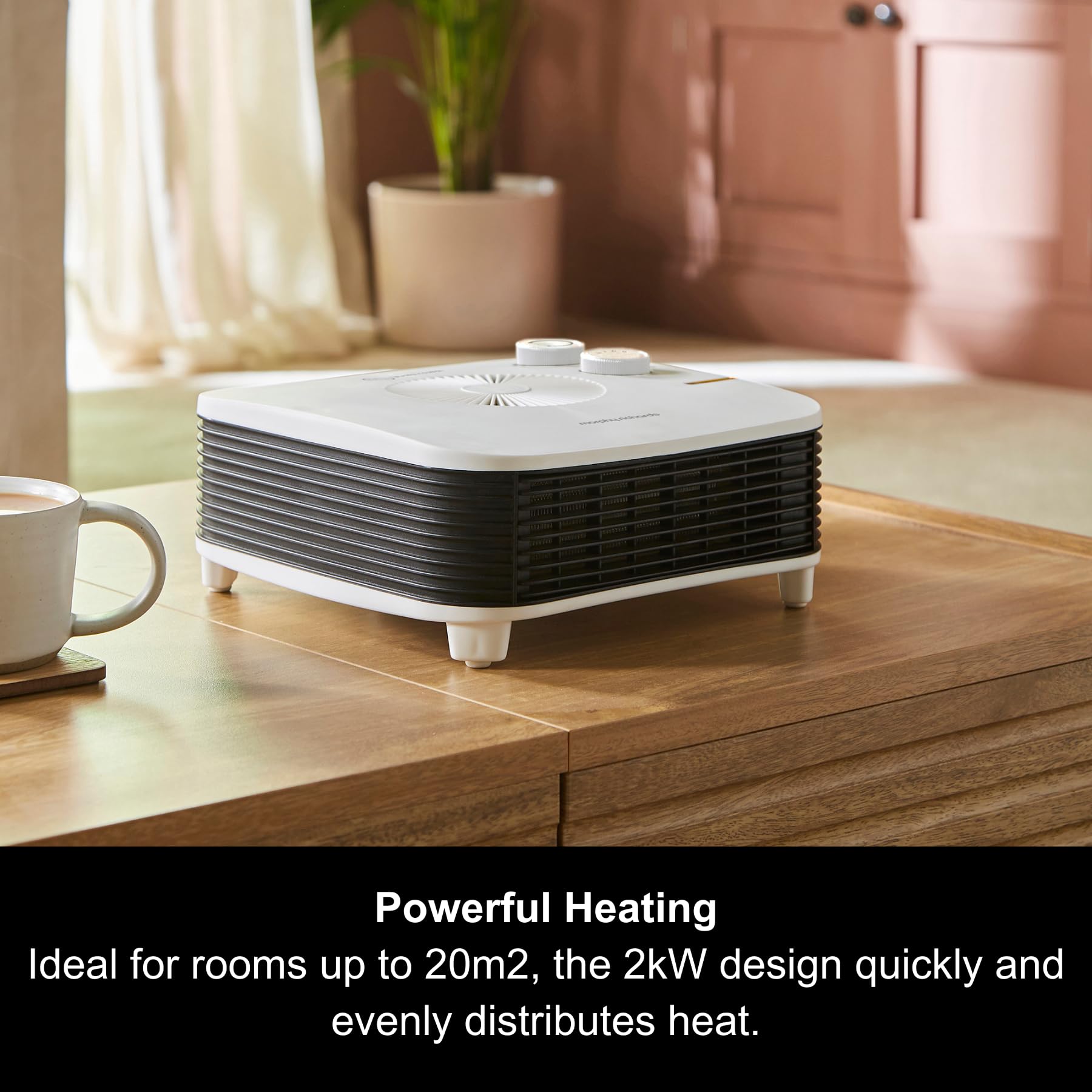 Morphy Richards HeatFlux 2000W Flat Fan Heater | Adjustable Thermostat | Portable | White 2