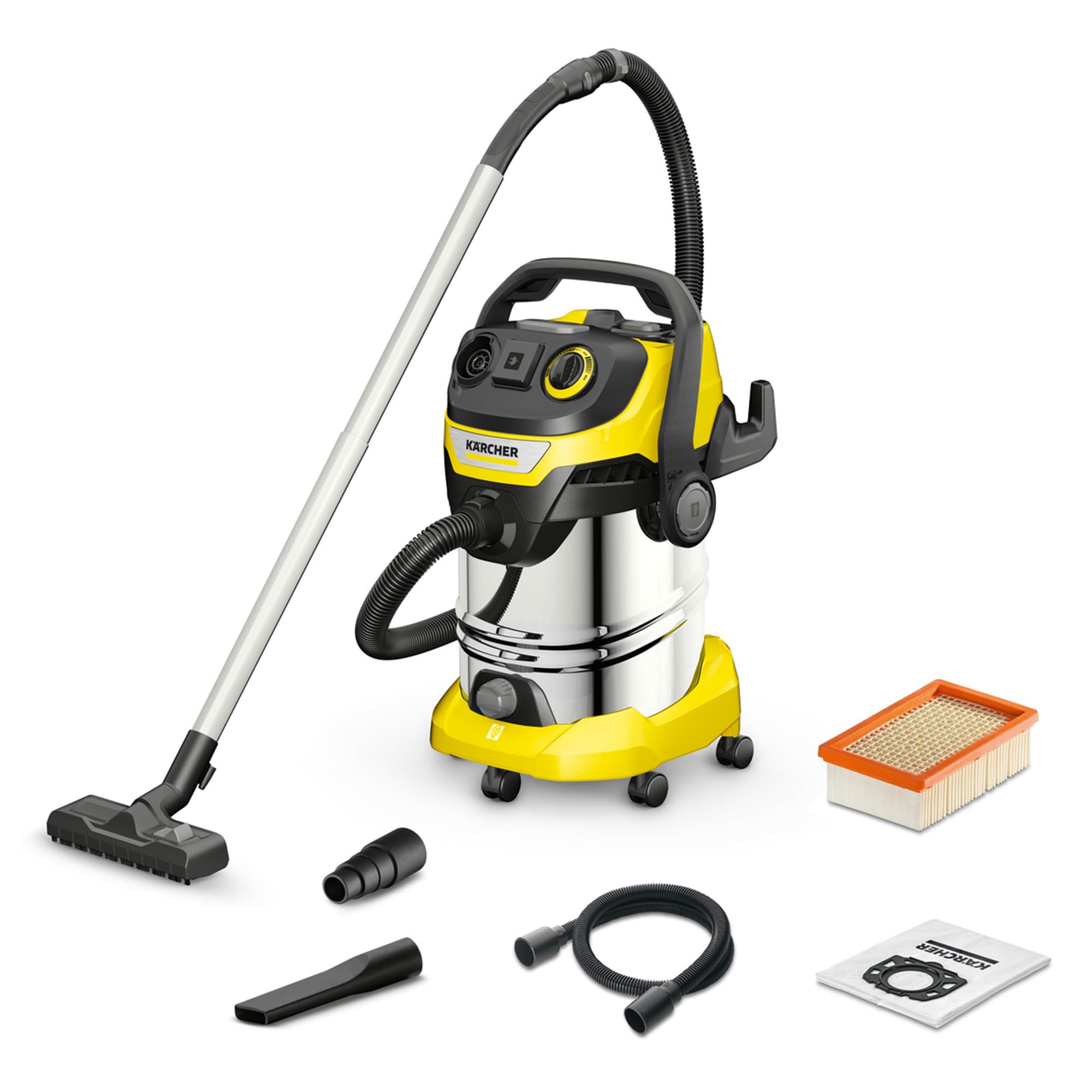 Kärcher Wet-Dry Vacuum Cleaner WD 6 P Premium - 1,300 W Power | Blower Function | Includes Crevice Tool 1