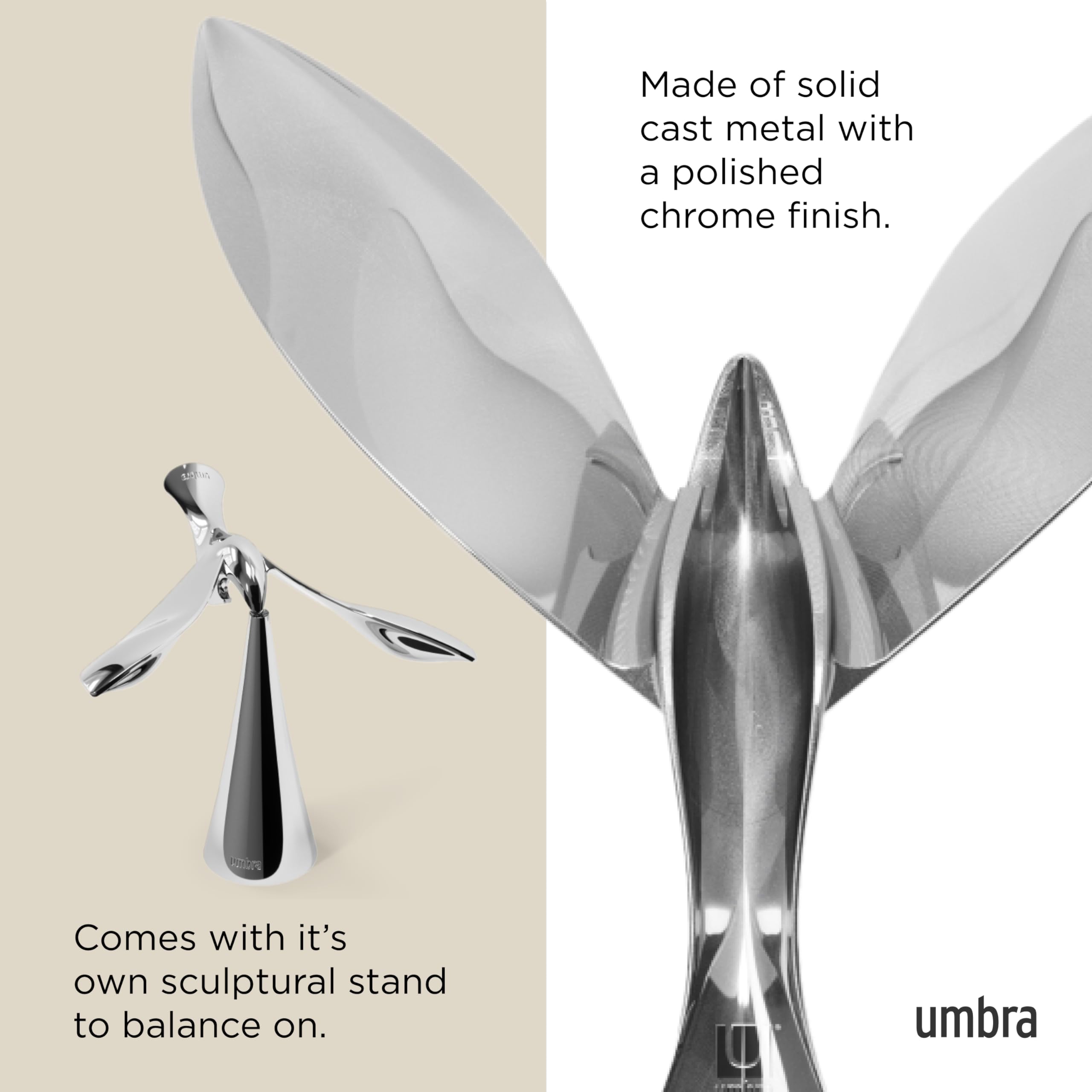 Umbra Tipsy Bottle Opener - Balancing Bird Sculptural Bar Tool | Cast Metal, Chrome Finish 5