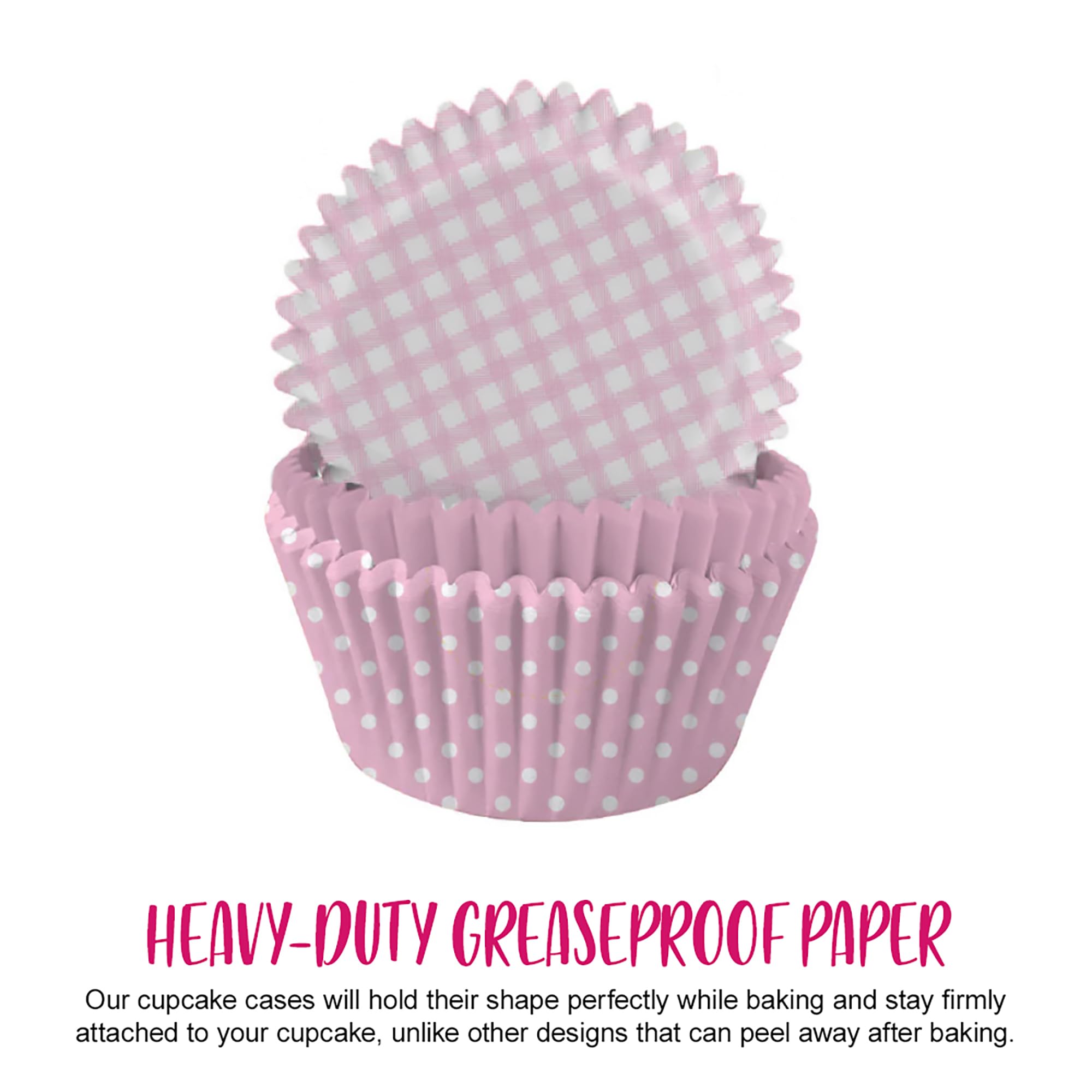 Anniversary House Pastel Pink Gingham & Polka Mix Disposable Baking Cups | 75 Count | 3.2 x 5cm 3