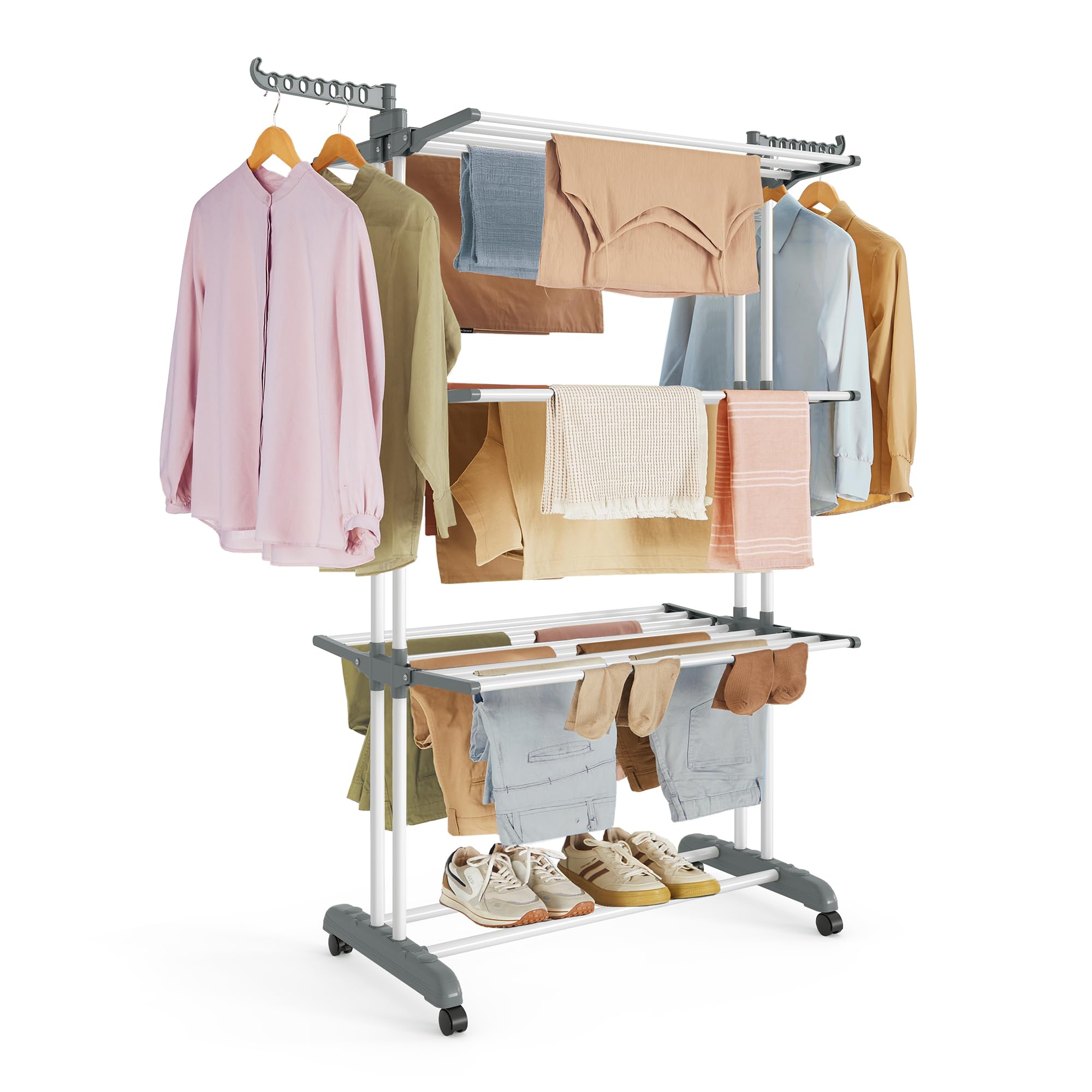 SONGMICS Large Clothes Drying Rack - 4-Tier Foldable Airer | 35kg Capacity | Stainless Steel & Plastic 1