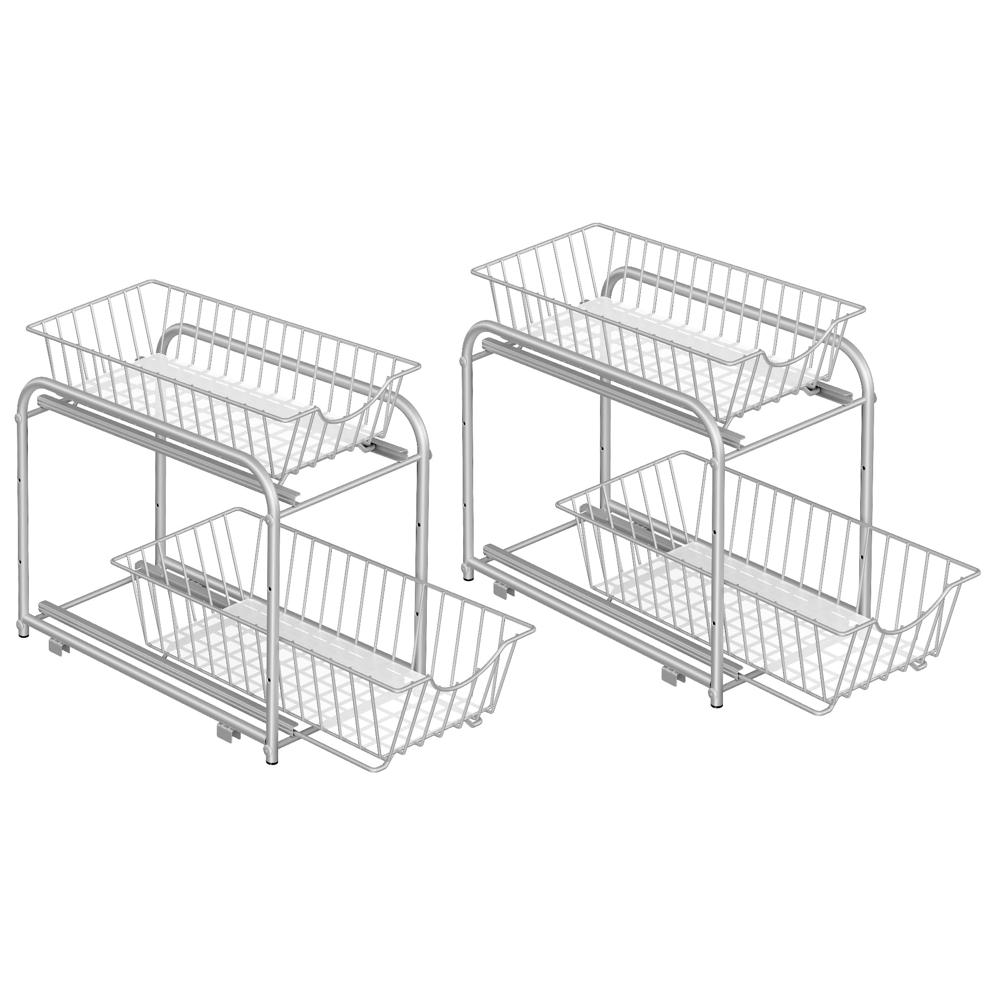 SONGMICS Set of 2 Under Sink Storage Organisers - 2-Tier, Adjustable, Rust-Resistant Steel 1