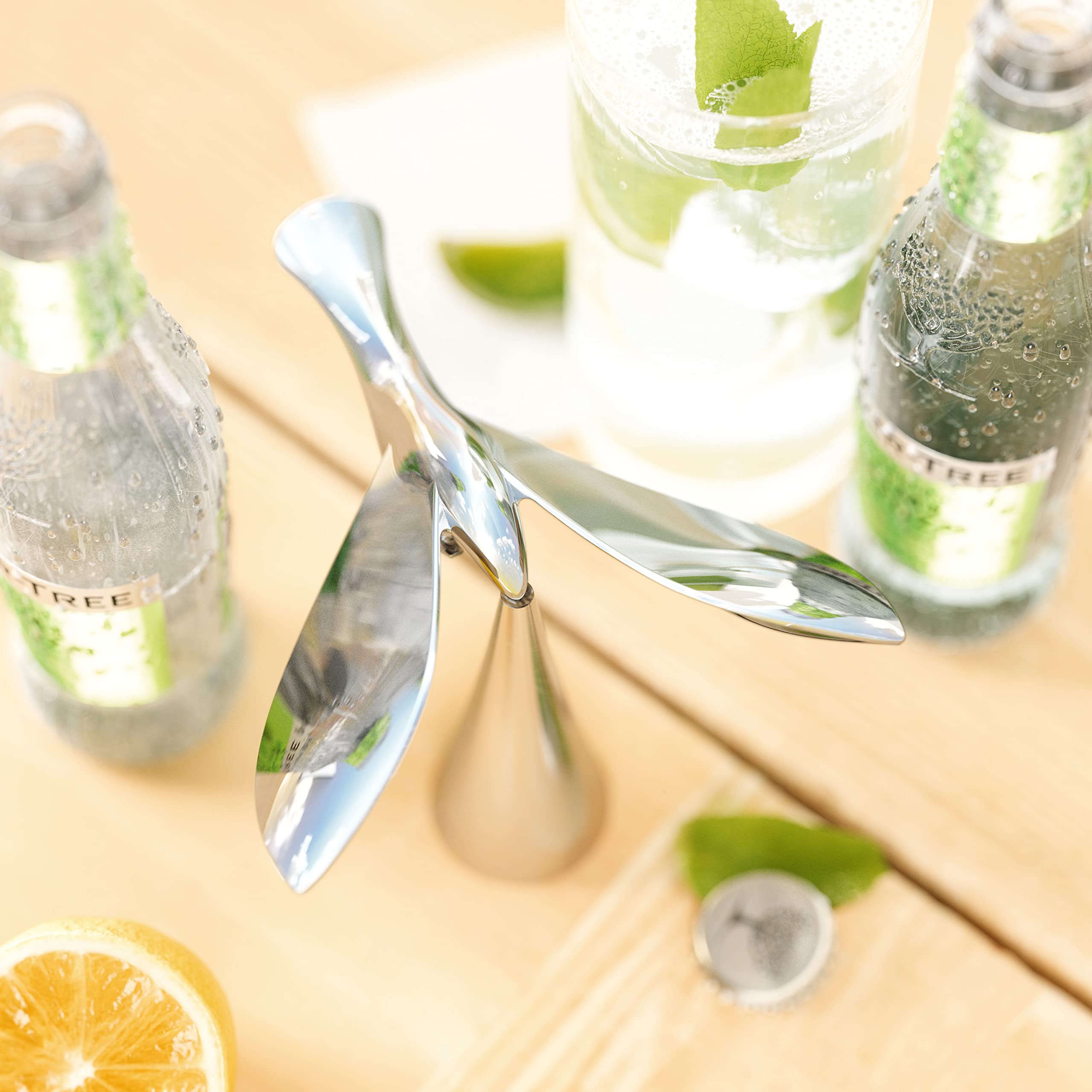 Umbra Tipsy Bottle Opener - Balancing Bird Sculptural Bar Tool | Cast Metal, Chrome Finish 7