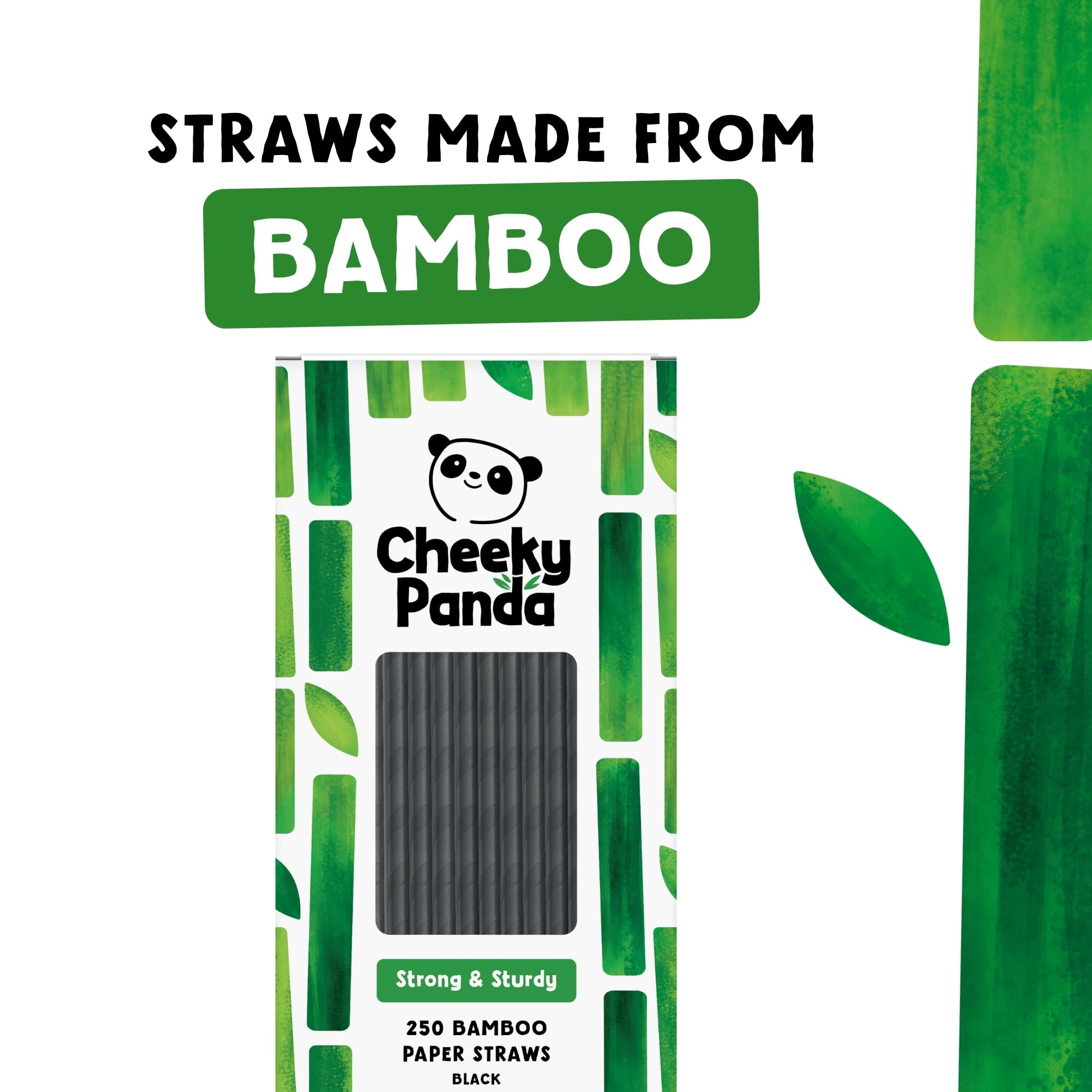 The Cheeky Panda Bamboo Paper Straws - 250 Black Count | Biodegradable | Vegan Friendly 6