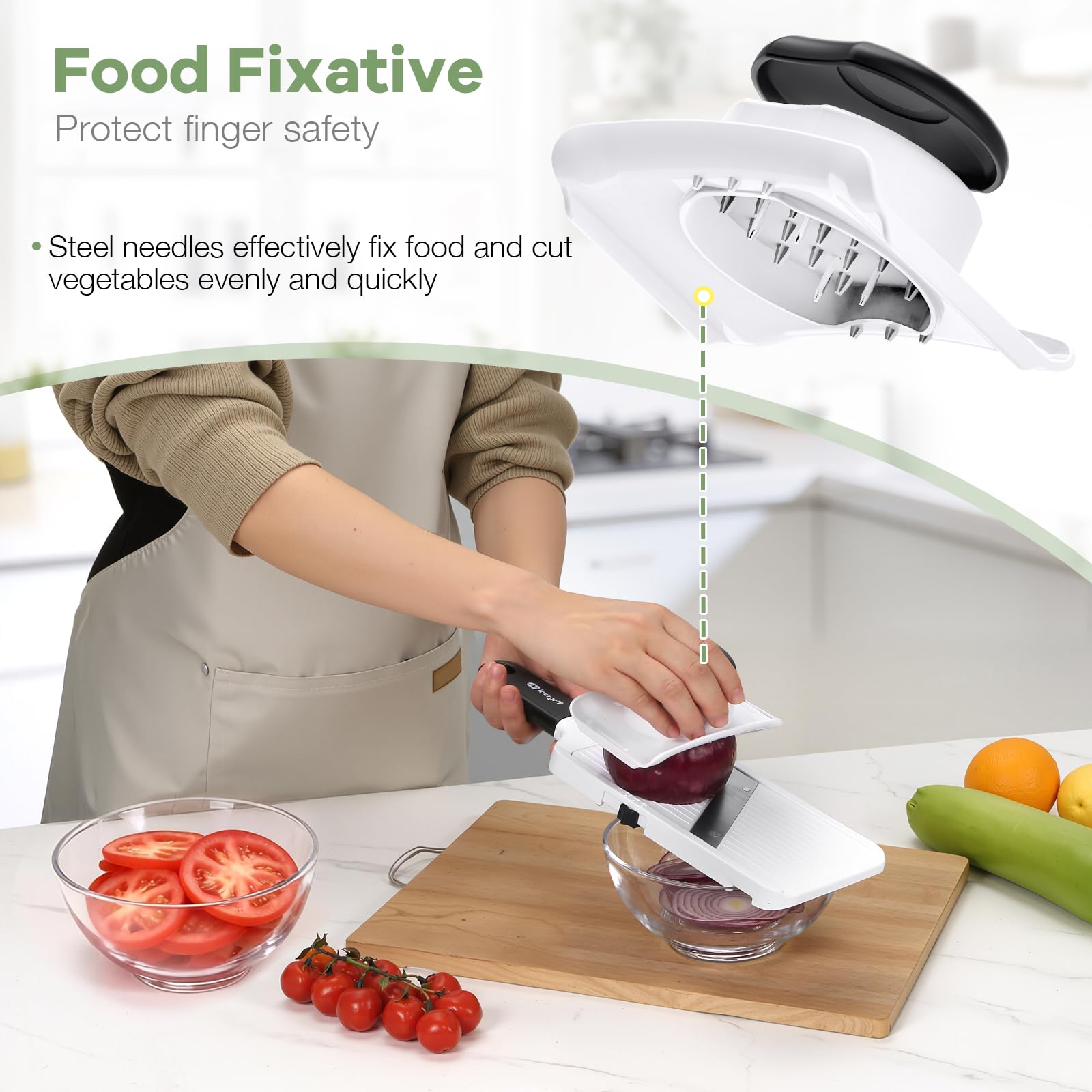 Ibergrif Handheld Mandoline Vegetable Slicer - Adjustable 1-4mm Thickness | Polypropylene & Stainless Steel 5