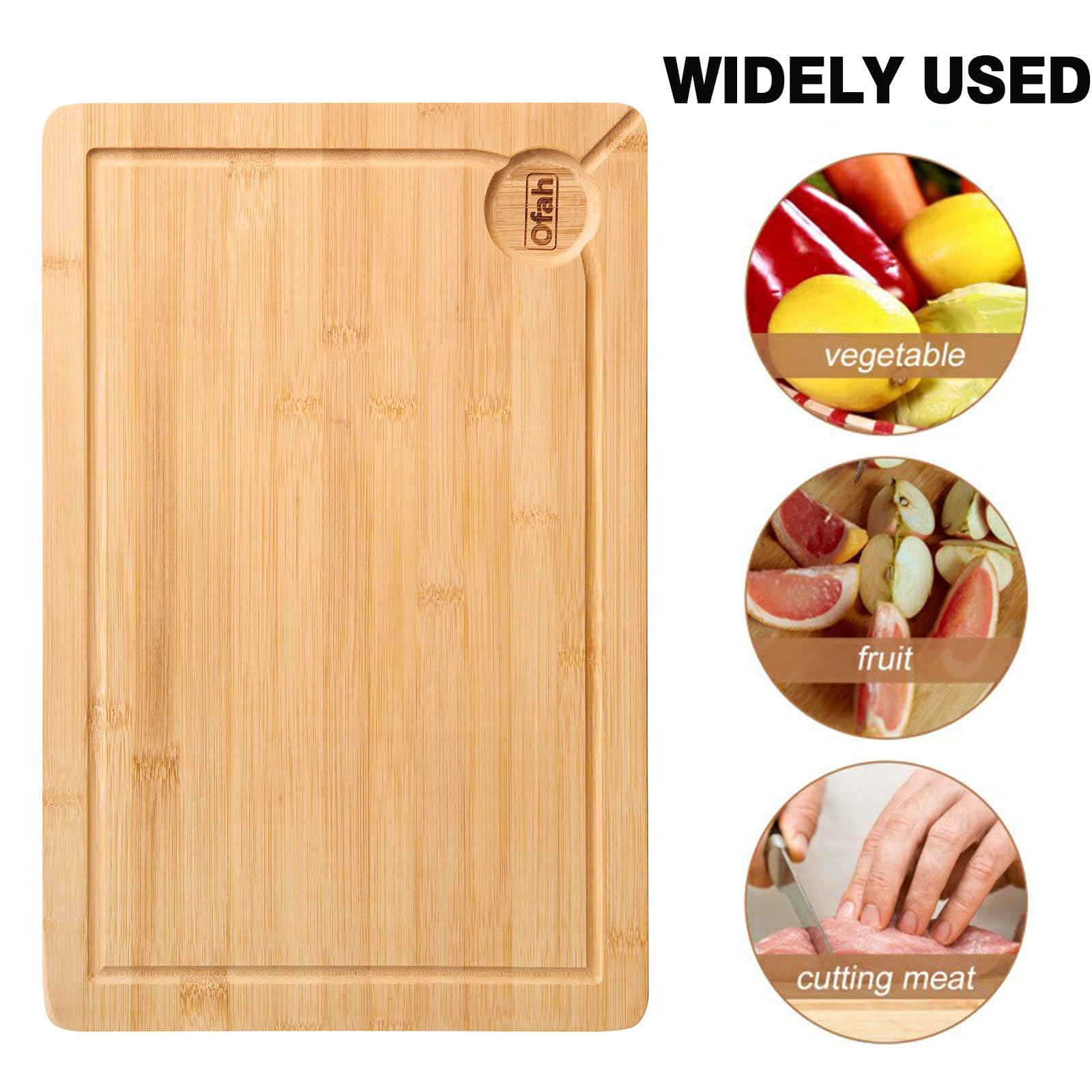 Vivo Technologies Bamboo Cutting Board - Large Reversible Serving Board | 37 x 25 x 2cm 3