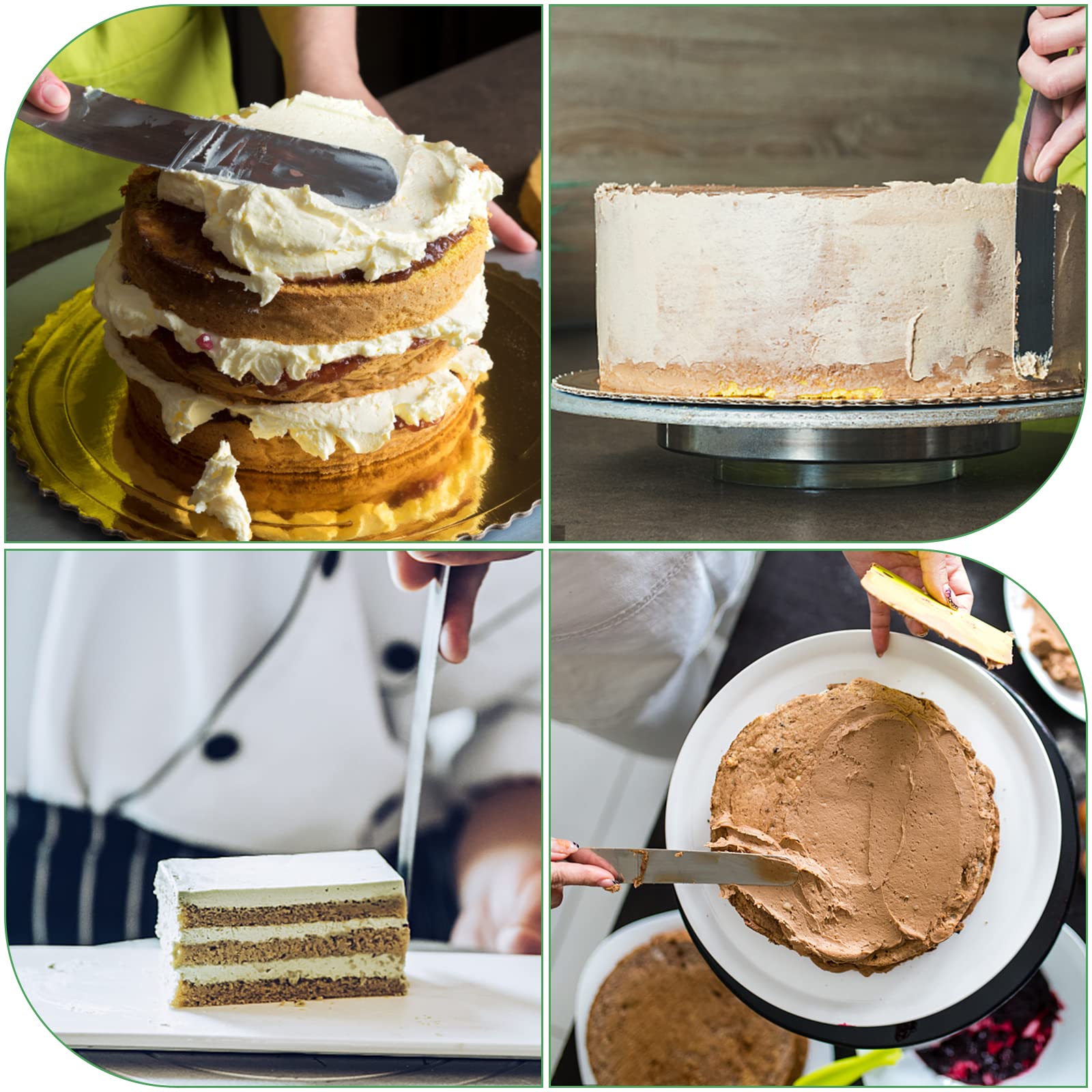 Vinabo 4-Piece Icing & Decorating Spatula Set - Stainless Steel Palette Knife Kit | 27, 32, 37cm 6