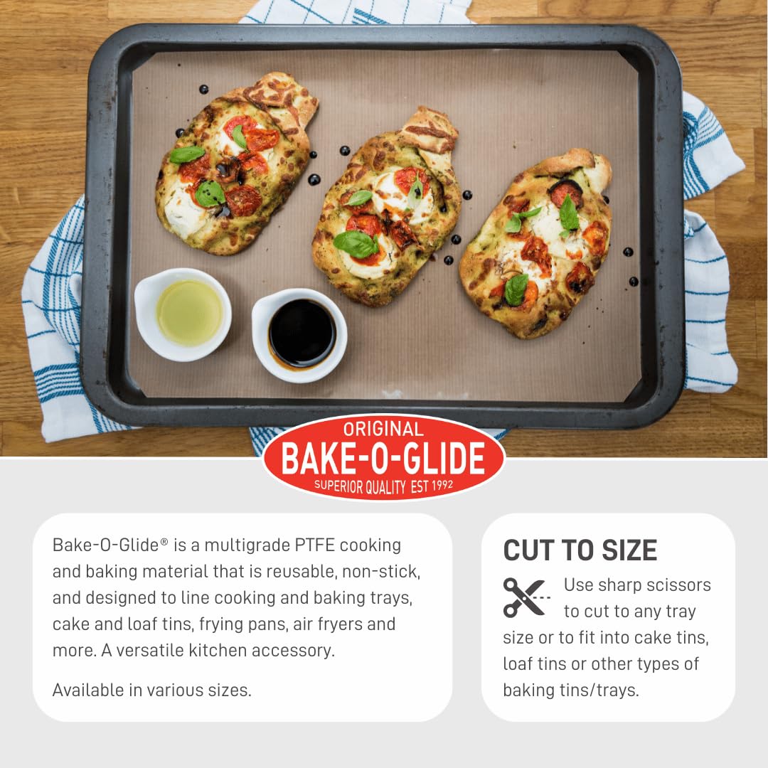 Bake-O-Glide STD0330 Non-Stick Reusable Baking Liner - Brown | 1m x 330mm | PTFE Coated Glass Fabric