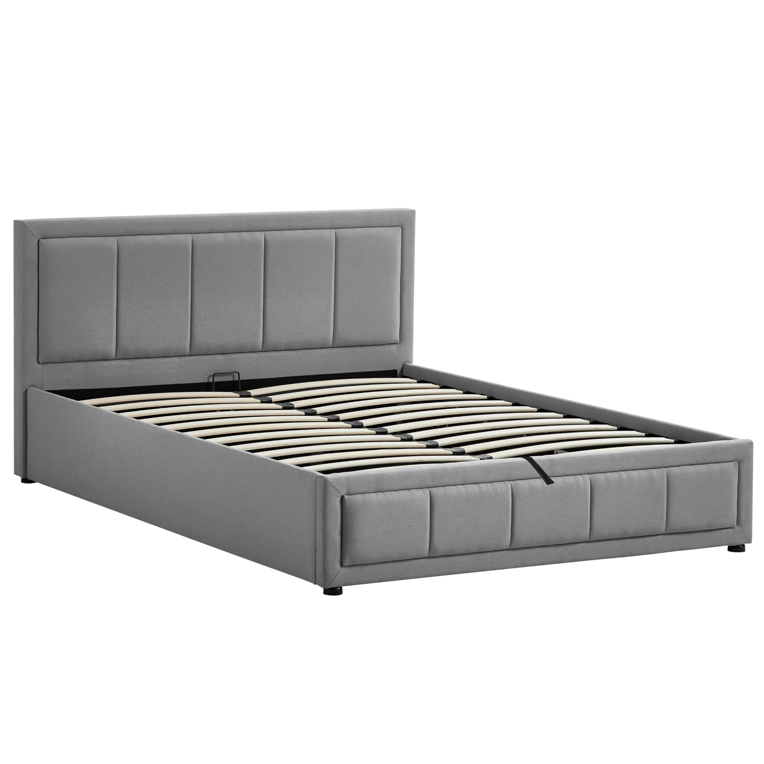 Vida Designs Vanita Double Fabric Bed Frame - Light Grey | Ottoman Storage | Linen Effect 9