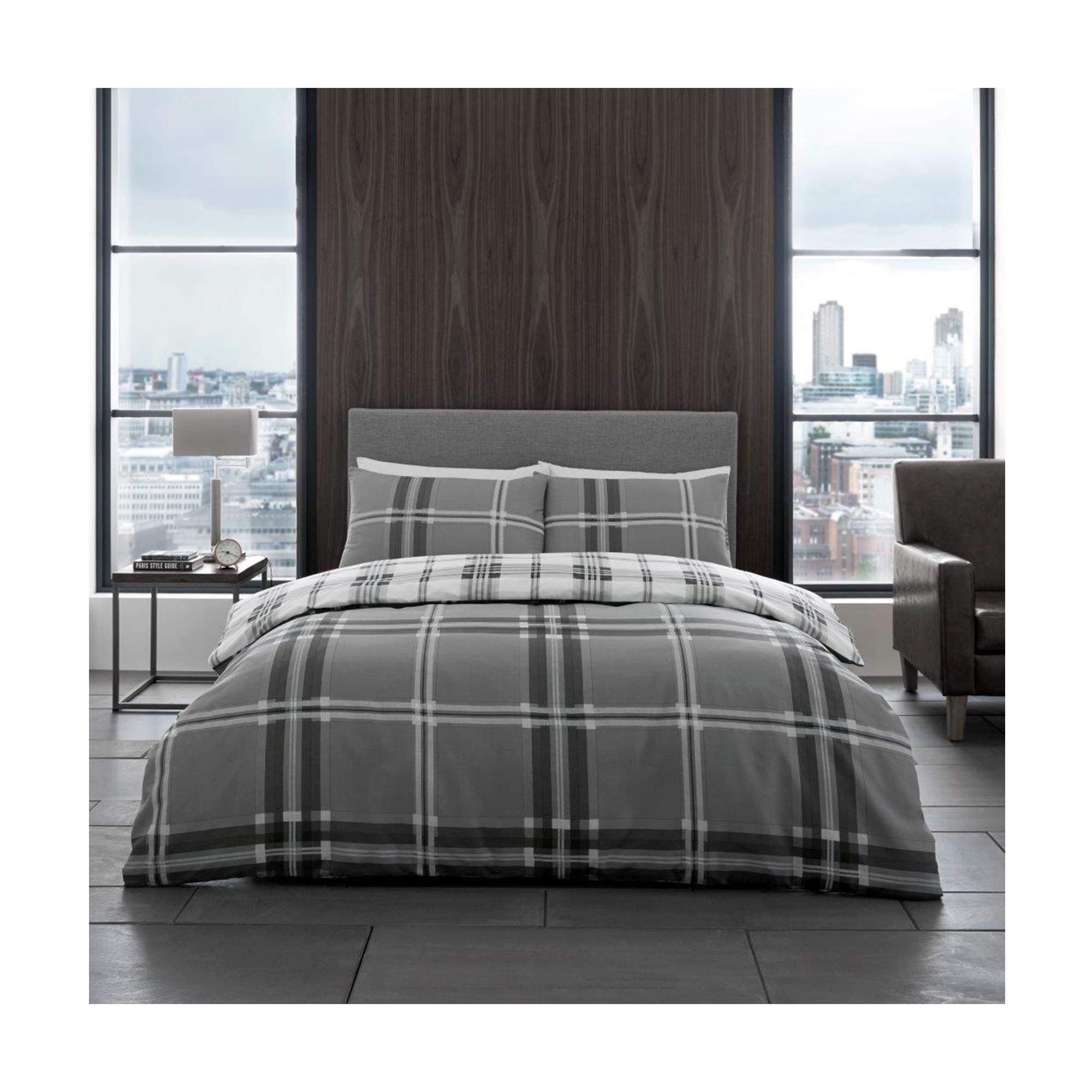 GC GAVENO CAVAILIA Bardsley Check Duvet Cover Set | Reversible Polycotton | Double Size 6