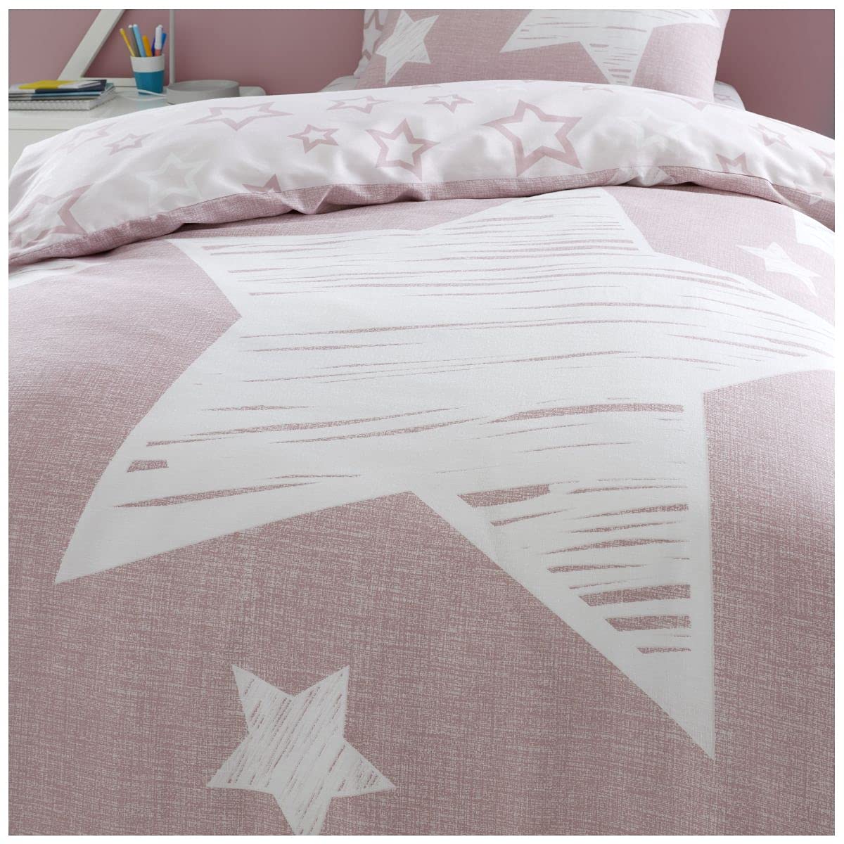 GC GAVENO CAVAILIA Kids Super Star Duvet Cover Set Single | Blush Pink Polycotton 3