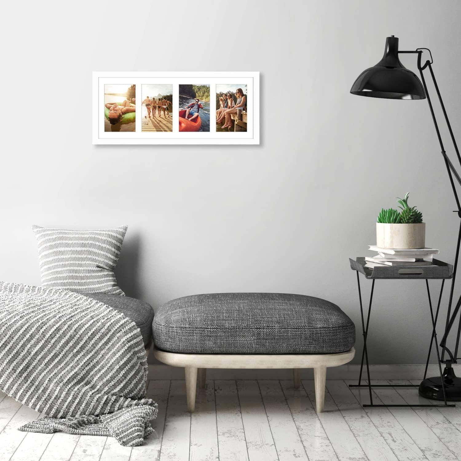 Americanflat Signature Collection 6x4 Collage Photo Frame | White Engineered Wood | Shatter-Resistant Glass | Wall & Tabletop 4