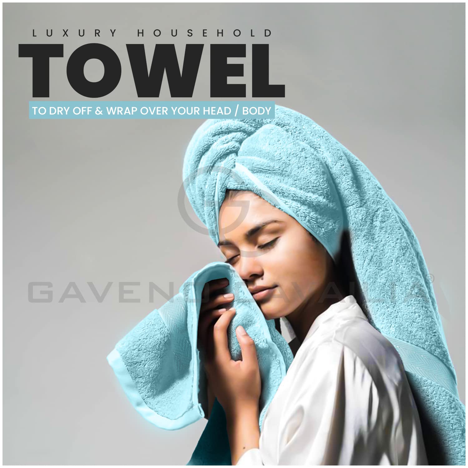 GC GAVENO CAVAILIA 10 Piece Cotton Towel Set - 450 GSM | Aqua Color | Soft Feel 6
