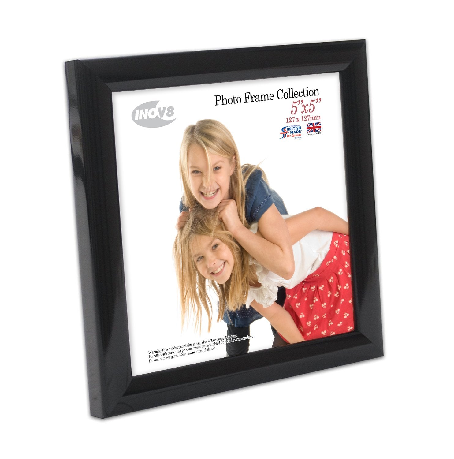 INOV8 Traditional Picture Frame - 5x5 Inch Square | Black Finish | British Made 2