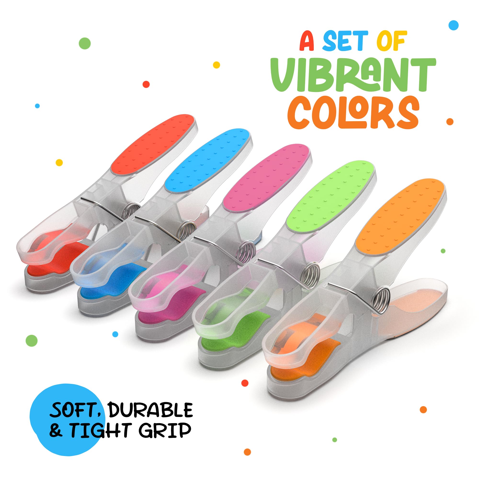 PORTENTUM Clothes Pegs with Non-Slip Silicone Grip - 20 Pack Multicolour | Weather-Resistant Plastic 3