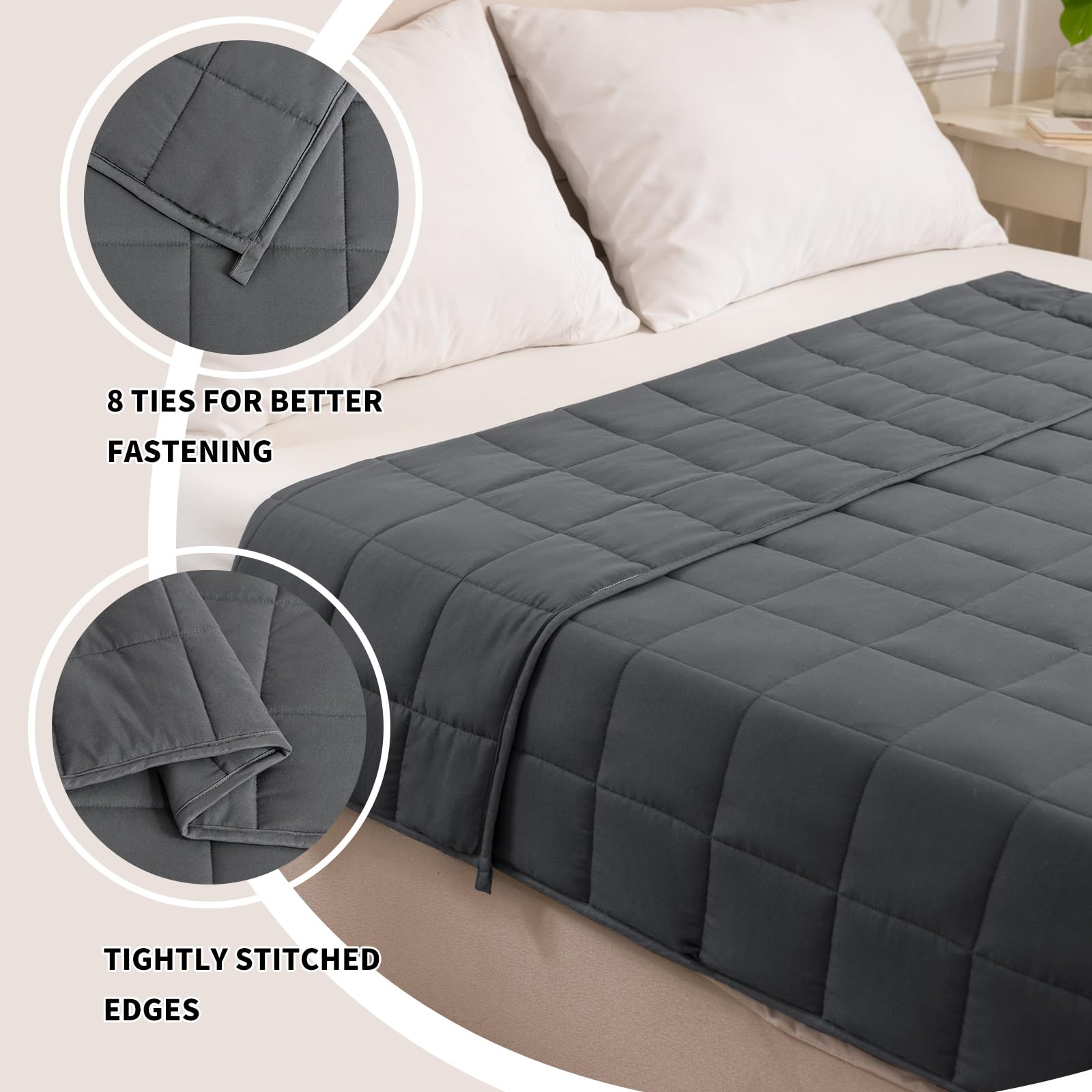 Good Nite Weighted Blanket for Adults - 8kg, 150x200cm | Relaxes Body & Improves Sleep | Grey 3