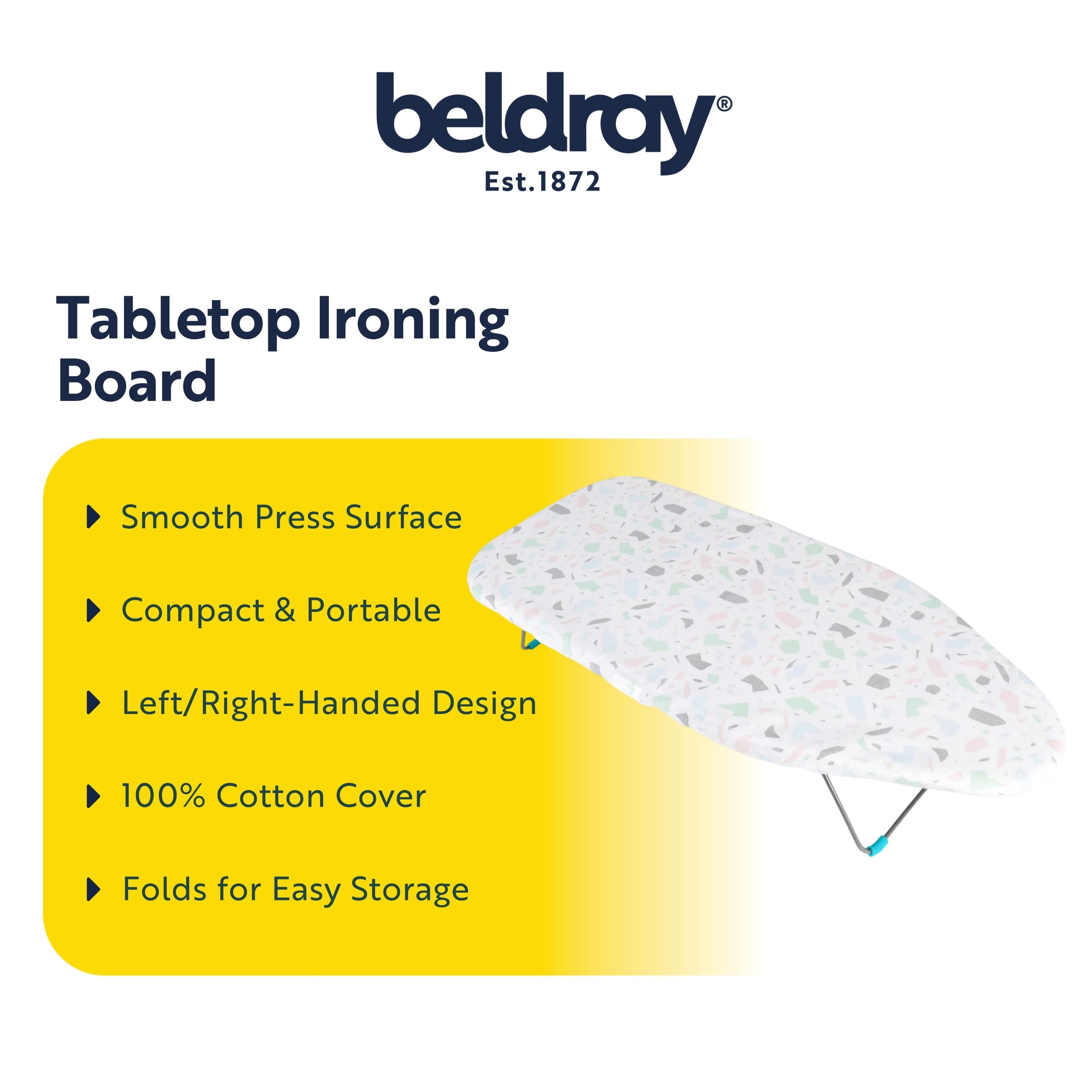 Beldray Tabletop Ironing Board - 100% Cotton Cover | Metal Frame | 73 x 31 cm