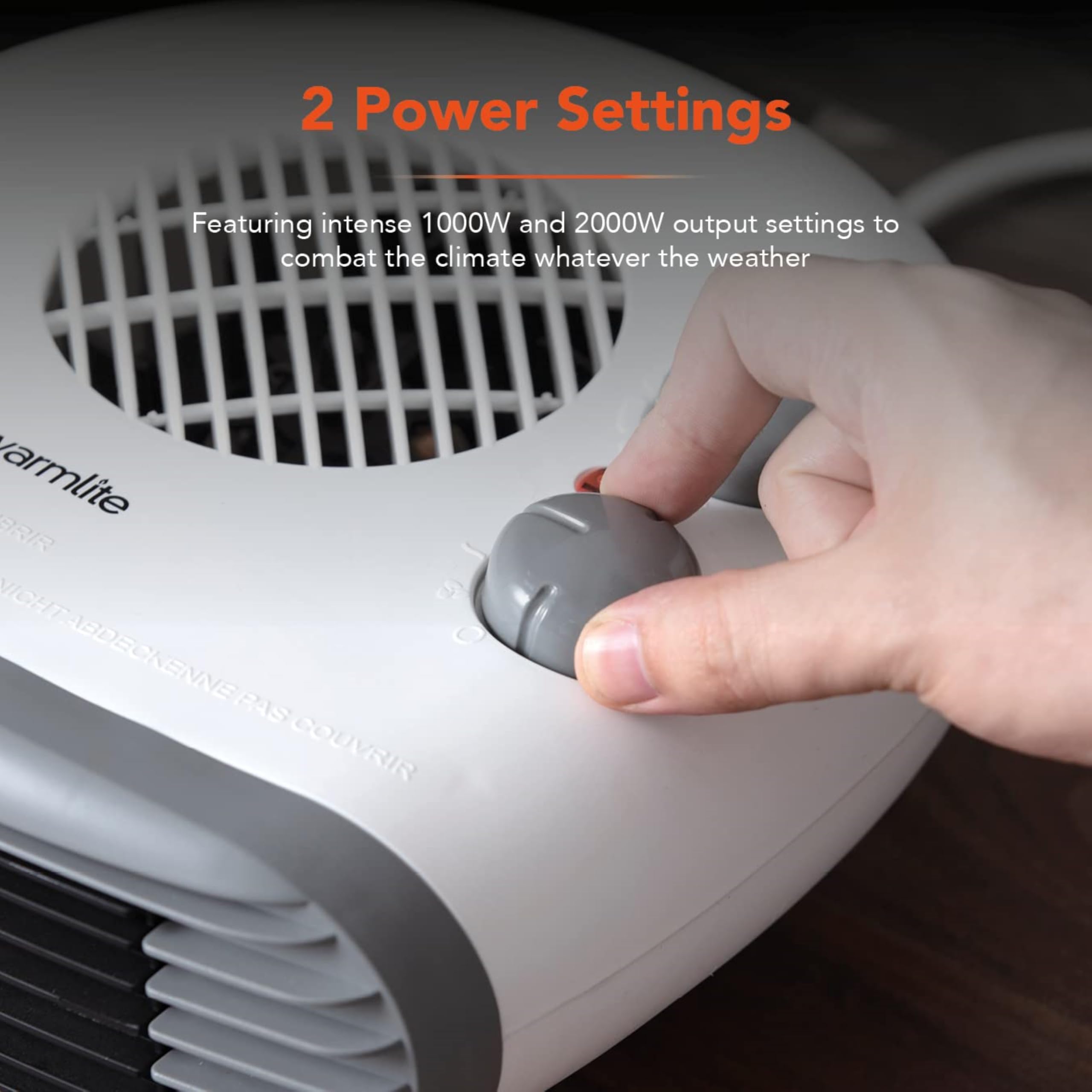 Warmlite Portable Electric Fan Heater - 2000W | 2 Heat Settings | Cool Function 3