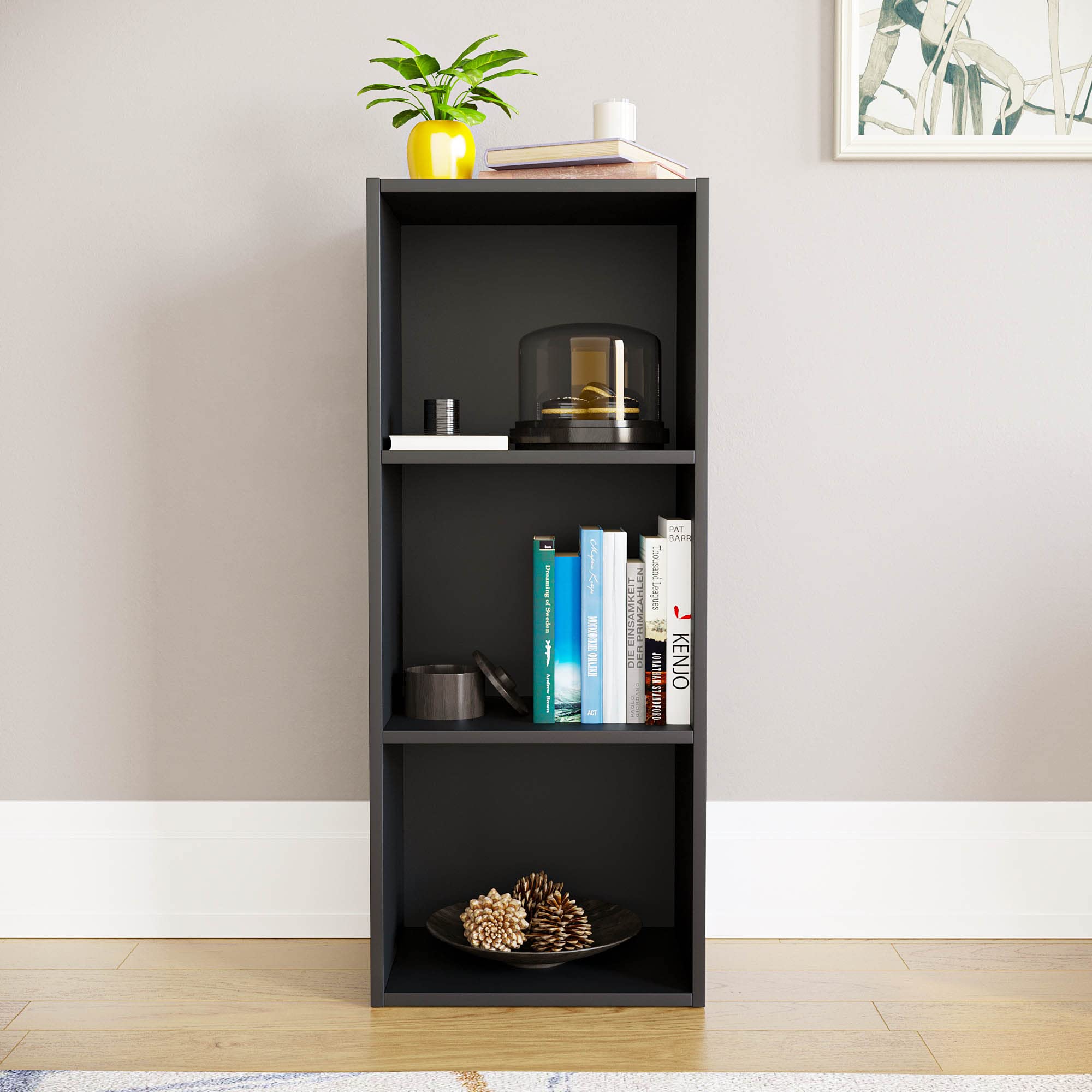 Vida Designs Oxford 3 Tier Cube Bookcase - Black Engineered Wood Storage | H 80 x W 32 x D 24 cm 2