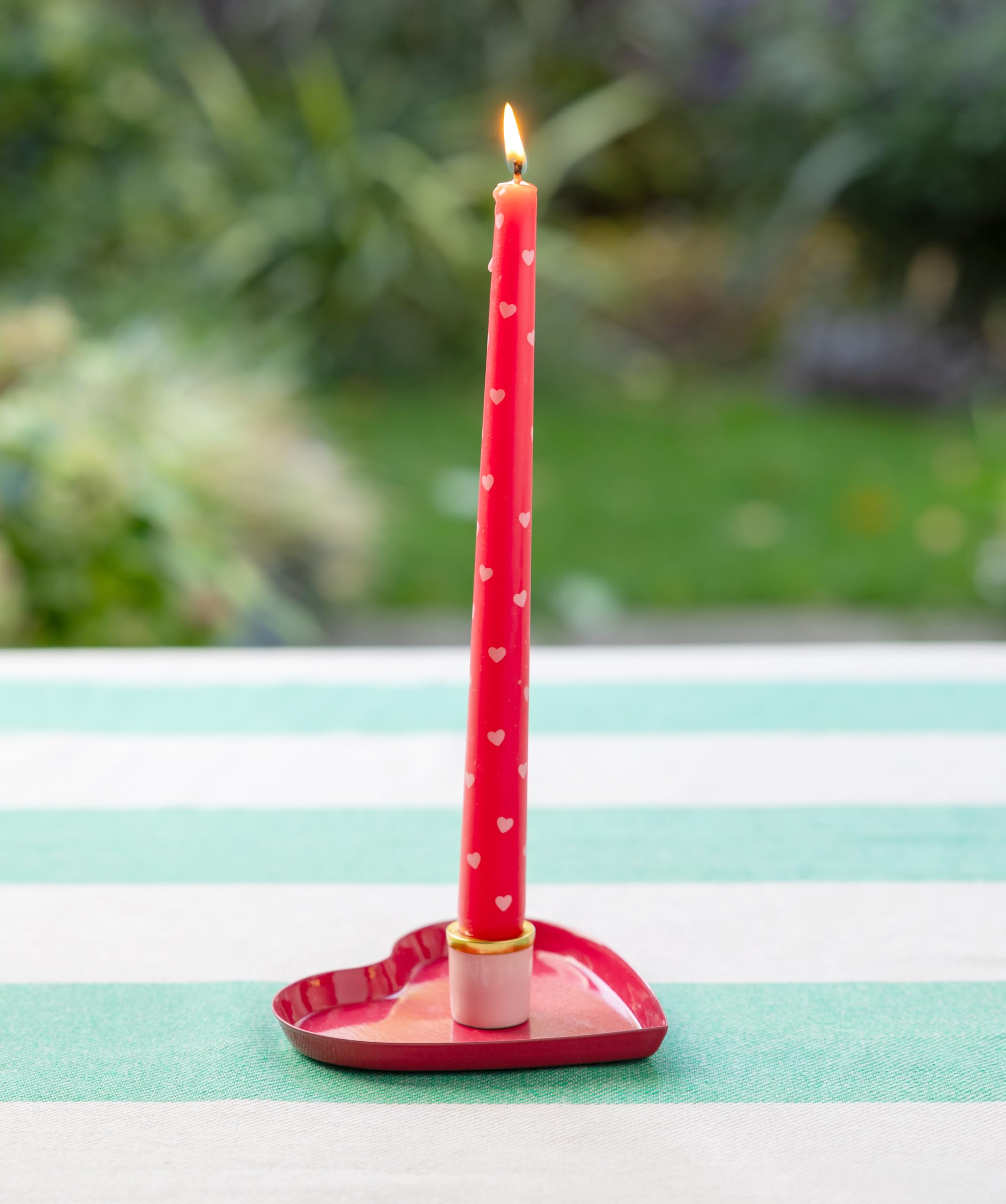Talking Tables 2 Pack Heart Taper Dinner Candles - 5 Hr Burn Time | Unscented Red Wax | 25cm 4