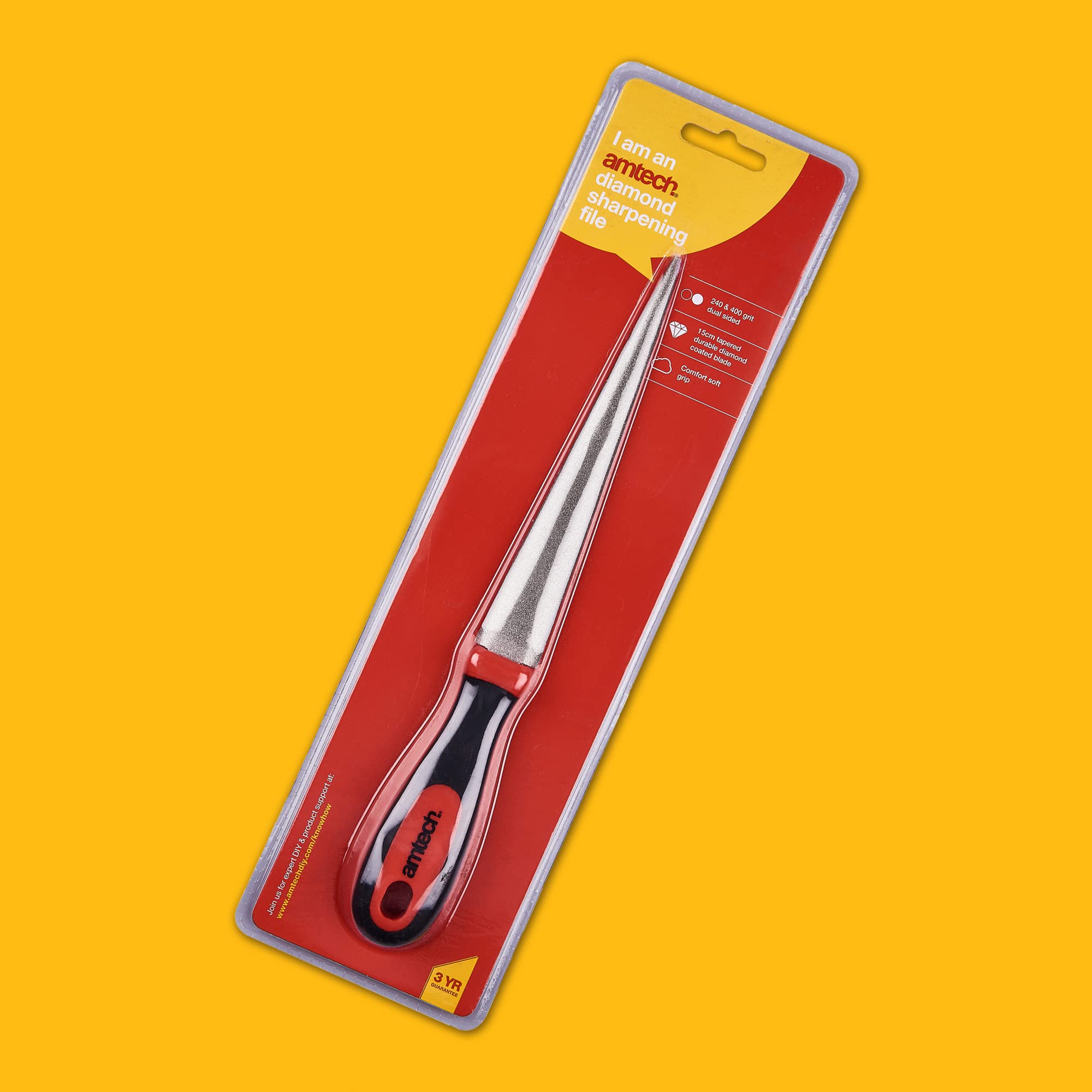 Amtech E2556 Diamond Sharpening File - 2-Sided Grit | 10" Length | Black & Red 4