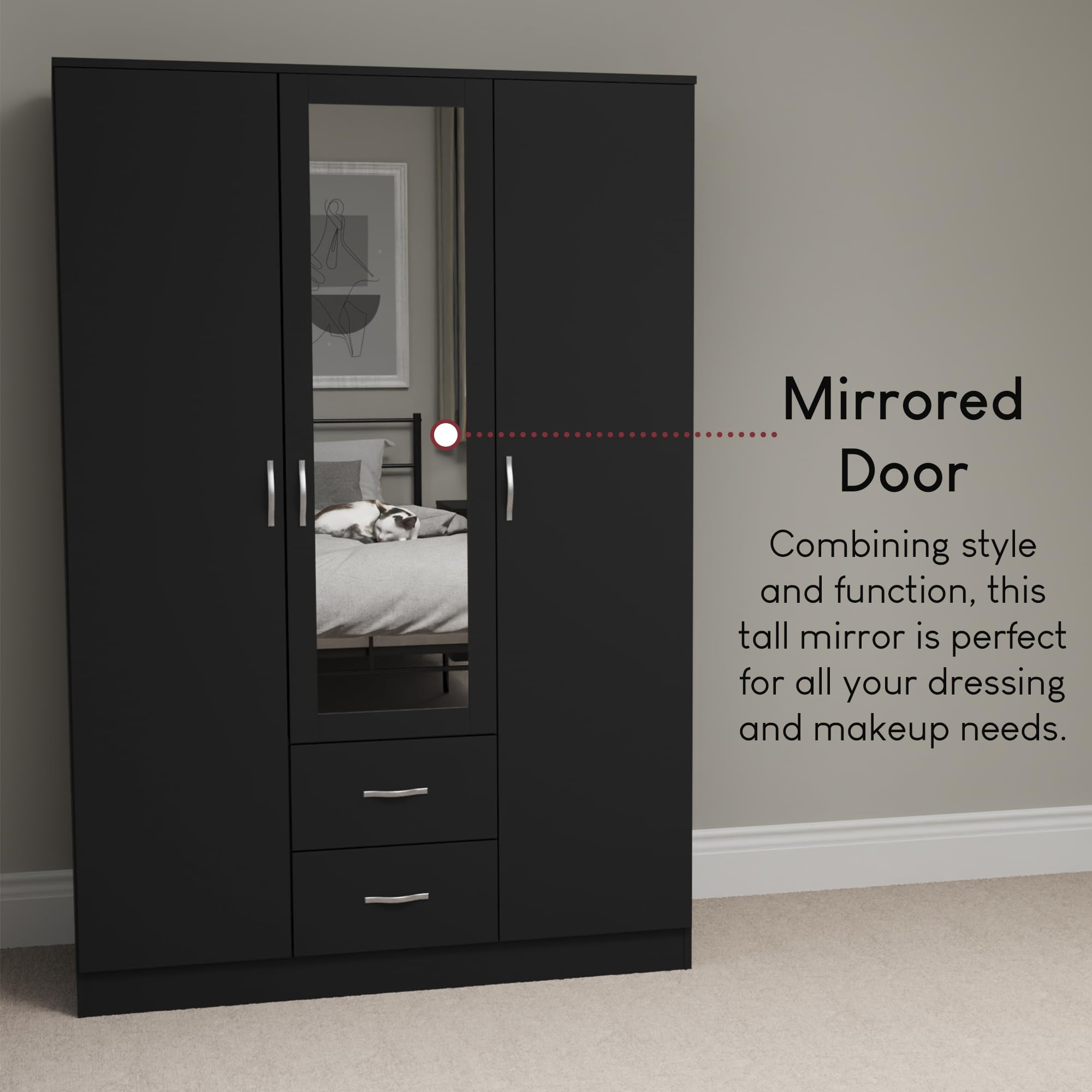 Vida Designs Riano Wardrobe - Engineered Wood Storage | H170 x W115.4 cm | Black 6