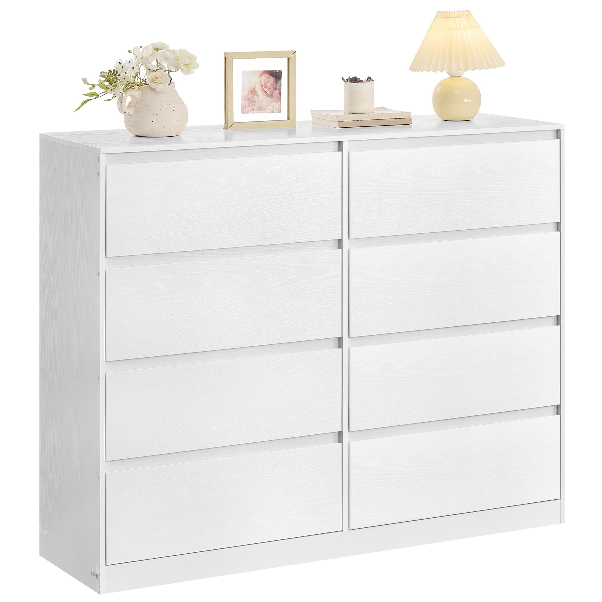 VASAGLE KAILYN Collection Chest of Drawers - 8 Drawers, Snow White | Slim Storage Organizer