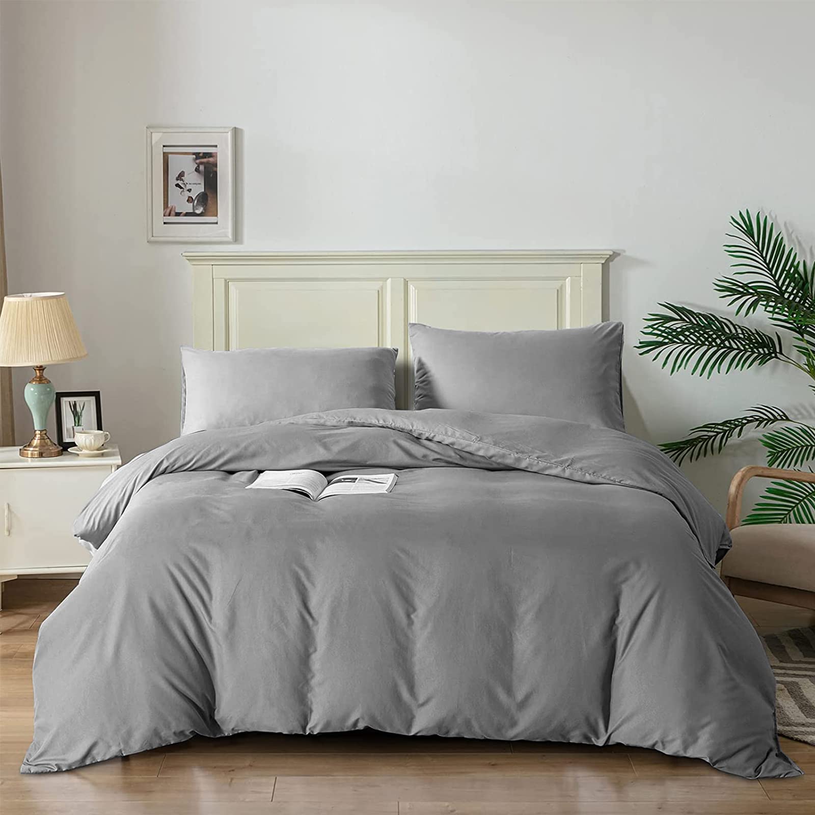 Good Nite Polyester Duvet Cover Set - Single Size (135x200cm) | Light Gray | 2 Pieces 1