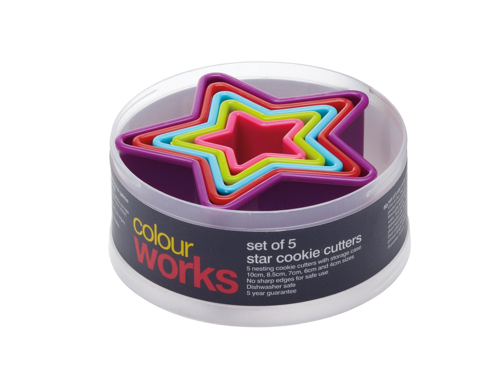 Colourworks KitchenCraft Set of 5 Plastic Star Shaped Cookie Cutters | Includes Storage Case 3