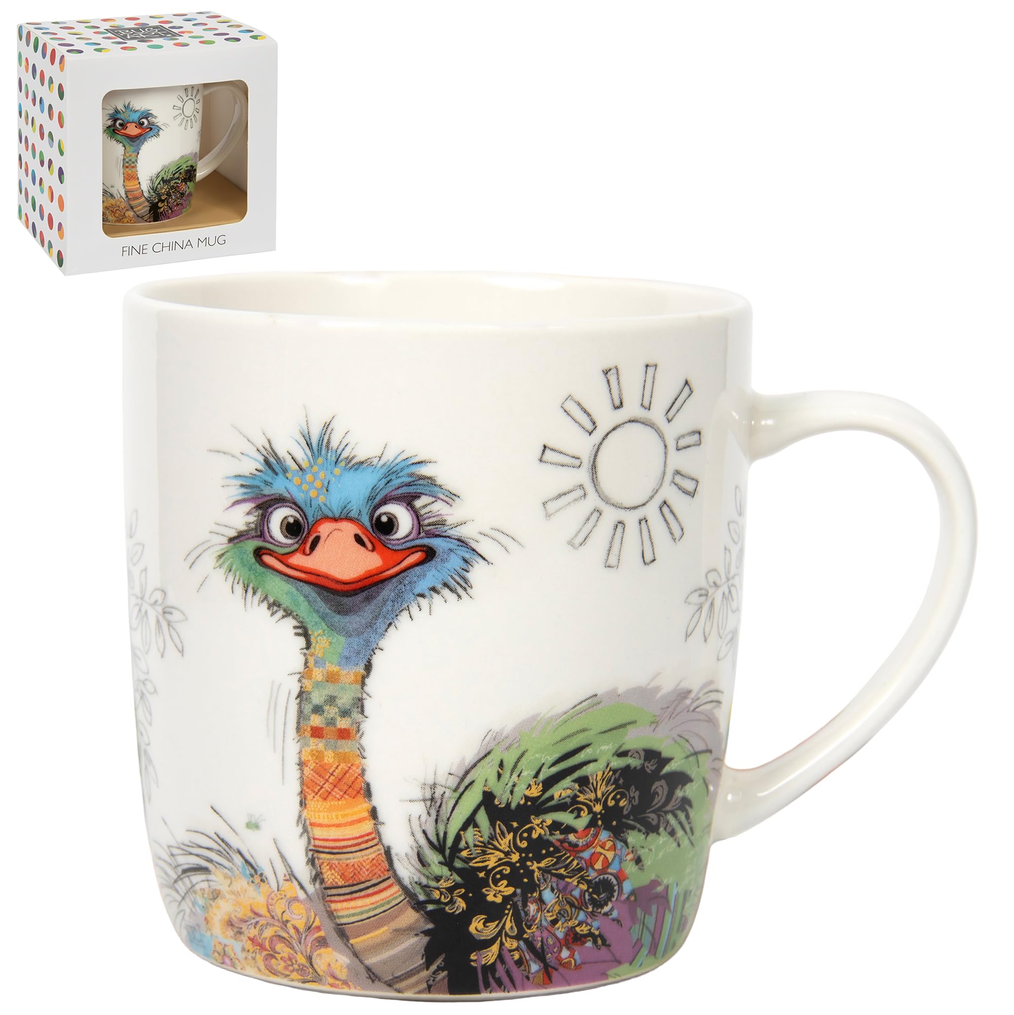 Lesser & Pavey Bug Art Oscar Ostrich Ceramic Coffee Mug | Fine China Design | 290g 1
