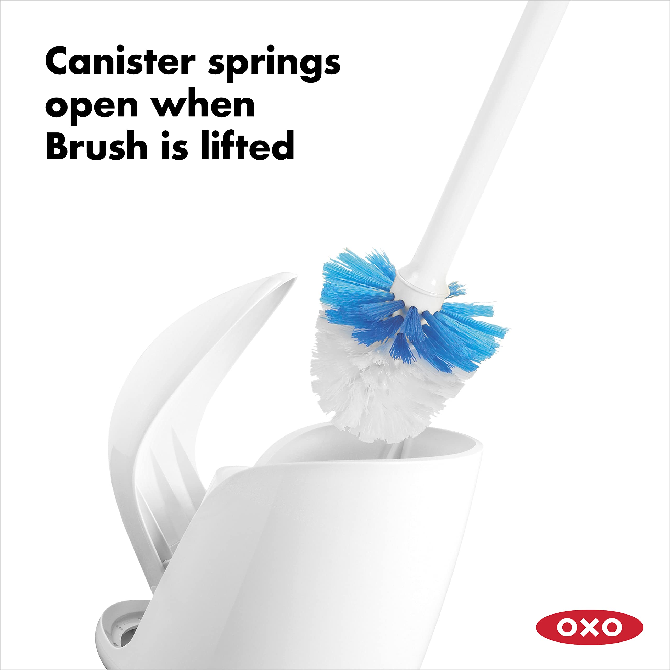 OXO Good Grips Compact Toilet Brush & Canister - White | Secure Grip | Ventilated Drip Tray 4